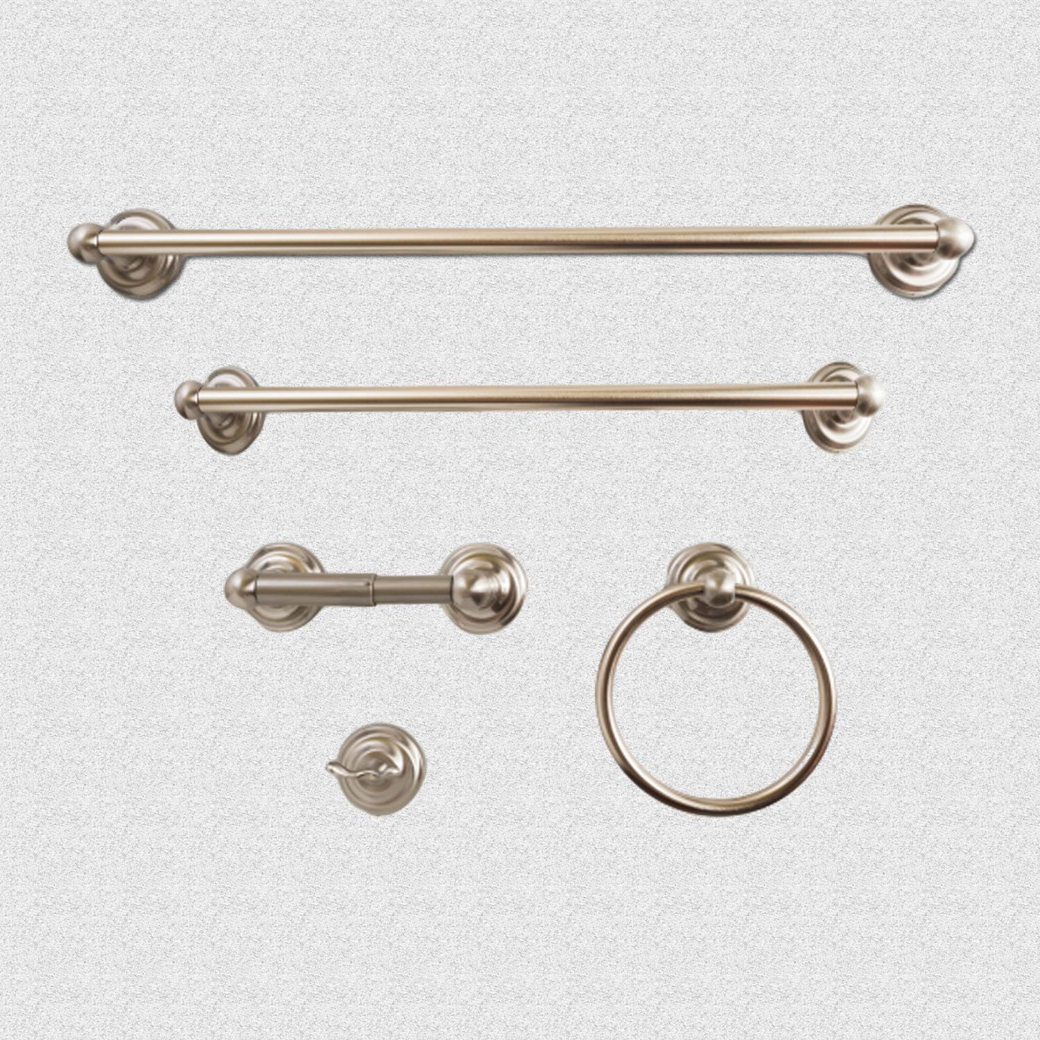 SENTO ROBIKI Badezimmer-Set 5-teilig – Handtuchstangen, Haken, Halter In Poliertem Chrom