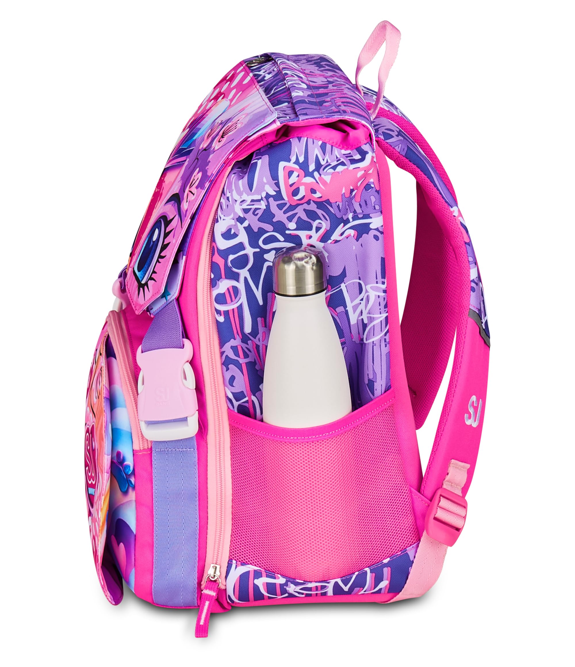 SJ GANG STYLE JAM GANG Zaino Doppio Scomparto Estensibile, Rosa, Maxi Capienza, Schienale Preformato, Bambina, Scuola Elementare