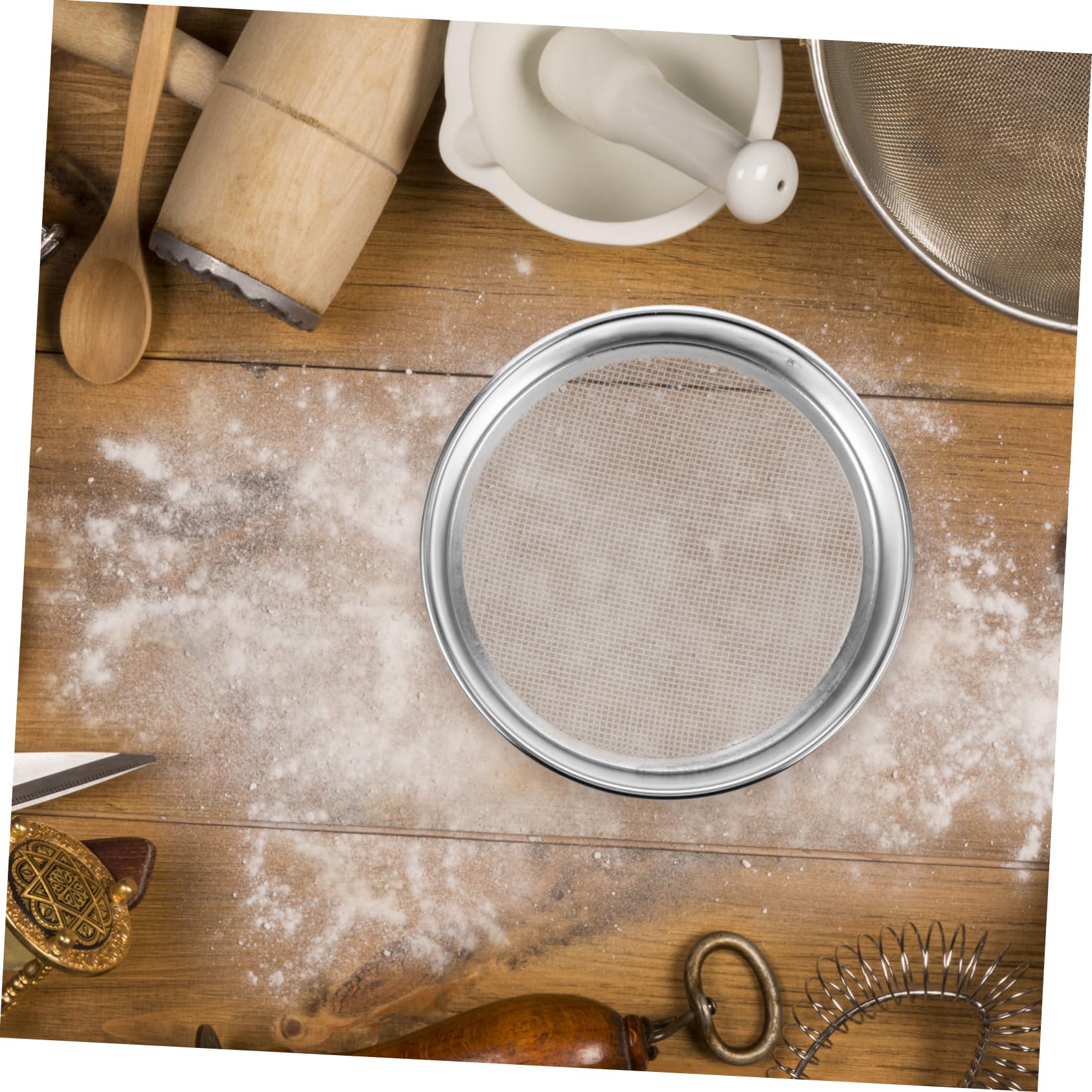 KICHOUSE Soil Sieve Test Sieve Sand Sifter Stainless Steel Sieve Fine Mesh Sifter for Gardening Sieve for Gardening Soil Lab Tools Stainless Steel Soil Sifter Garden Sifter Garden Sieve