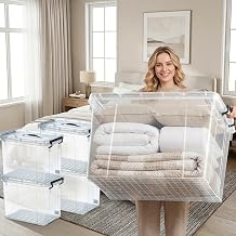 120 QT 4-Pack Stackable Clear Storage Bins with Lids