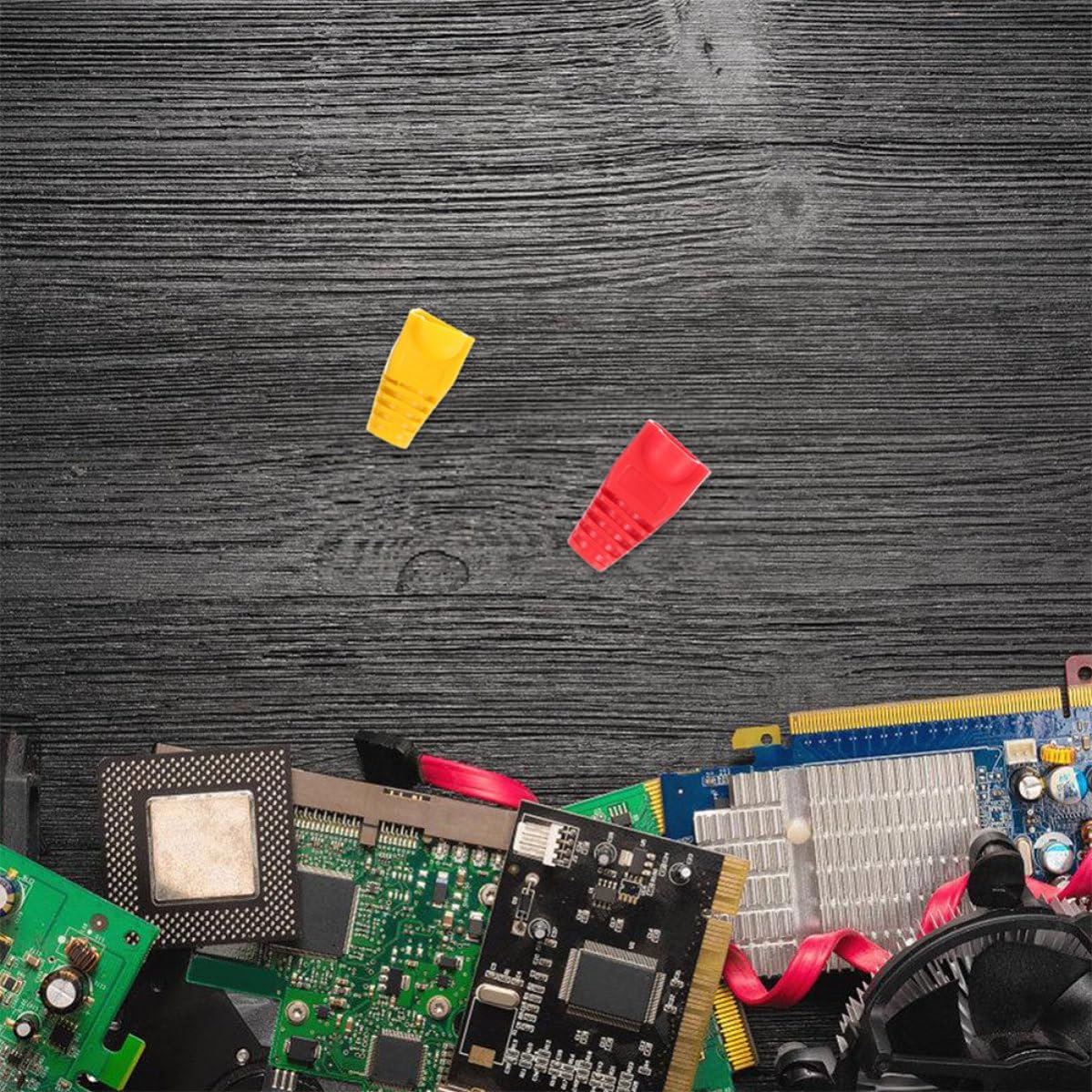 100pcs Ethernet Connector Caps and Category 7 Cables, PVC Cable End Covers with Excellent Protection and Easy Installation, Sleek Design for Network Management and Random Color
