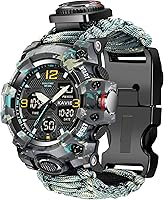 Vista 10 de Reloj militar digital de supervivencia 23 en 1, reloj táctico multifuncional y con correa ajustable para hombre, resistente al agua