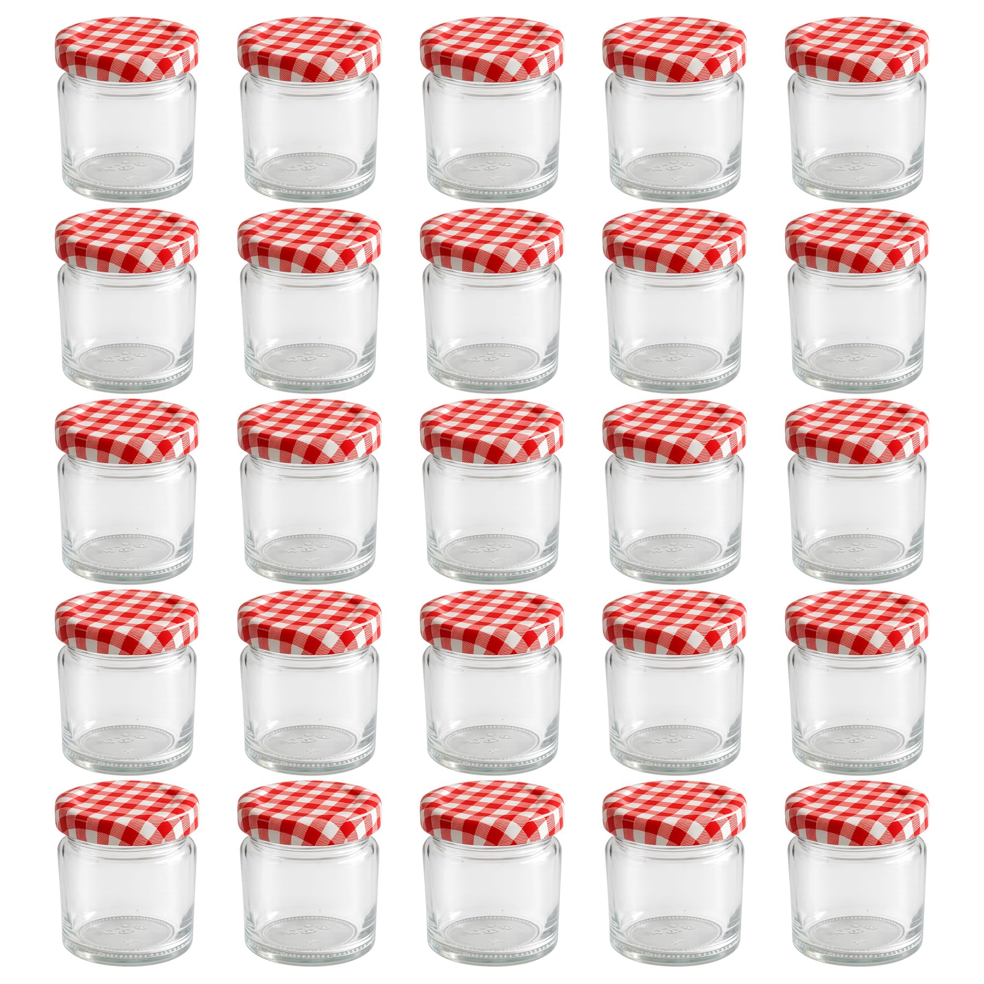 Mini pots en verre confiture miel 53 ml TO 43 avec couvercle vichy rouge
