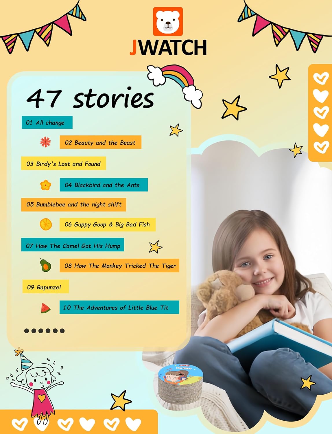 Kids Phonograph with 96 Colorful Cards Learning Sensory Toy Ideal Entertainment for Boys and Girls Aged 3-6 Kids Phonograph Record Player (Yellow)