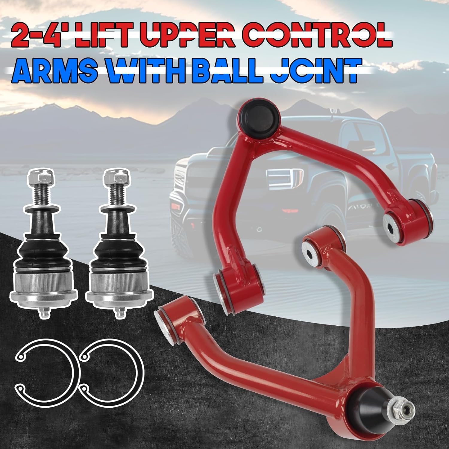 2-4" Lift Upper Control Arms Compatible With Chevy GMC K1500 1988-1999, Front Tubular Suspension Control Arm With Ball Joint fit for Blazer Tahoe Yukon Year Before 1999, 2 Replacement Ball Joints