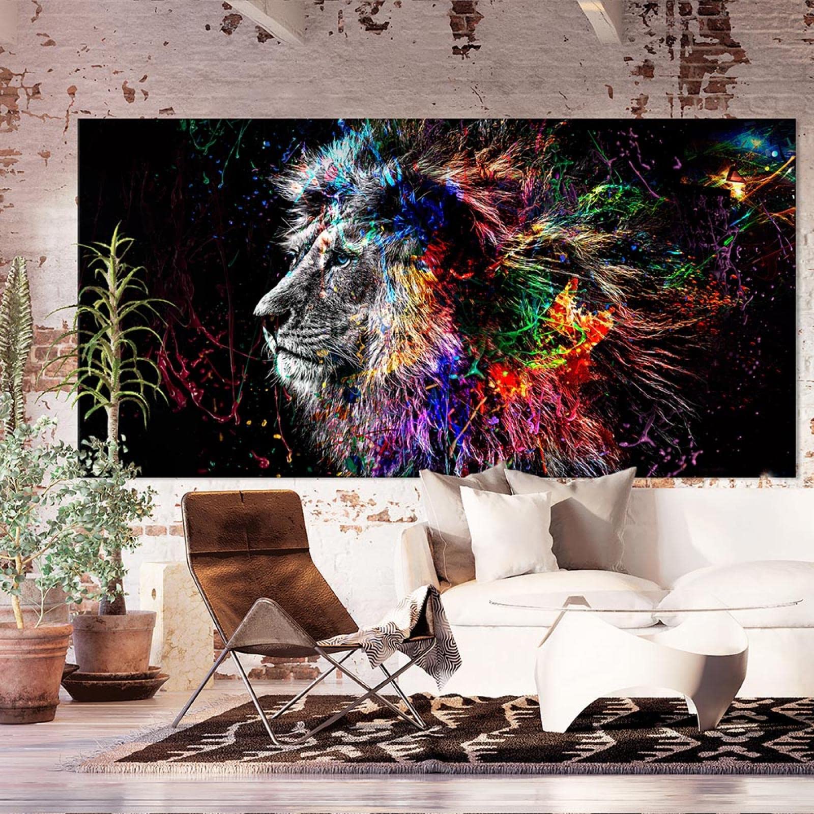 Amazon.co.jp: 抽象的なライオン グラフィティ アート キャンバス絵画