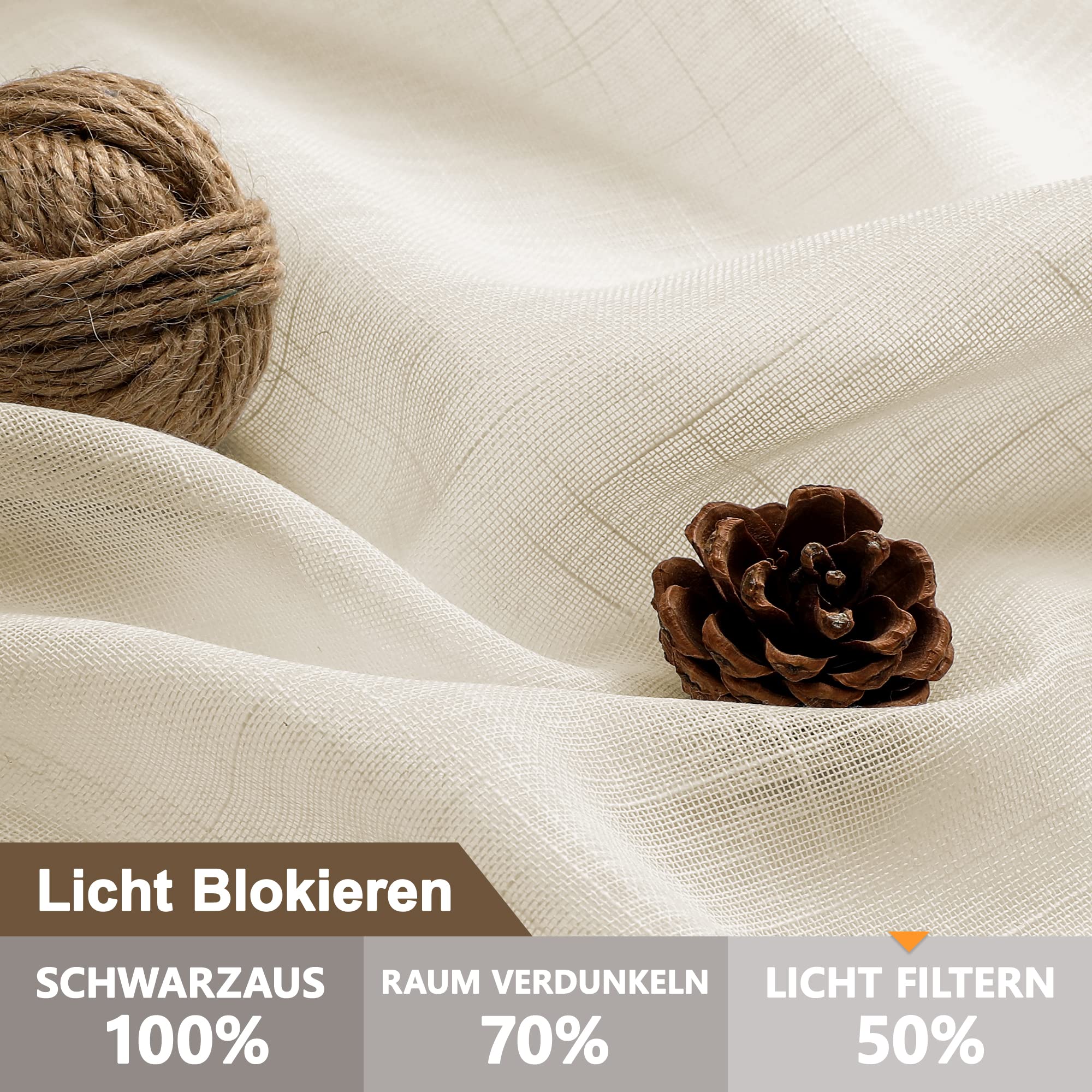 CUCRAF Linnen-look ondoorzichtige gordijnen met oogjes, warmte-geïsoleerde slaapkamergordijnen met coating achterlaag voor slaapkamer kinderkamer 2 stuks H245xB140cm Off White