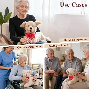 Chongker Dog Stuffed Animal-18 inch Golden Pup, Interactive Companion Pet, Soft-Touch Realistic Robot Dog with Voice Response,Heartbeat& Gurgling,Electronic pet dogs suitable for the elderly and kids