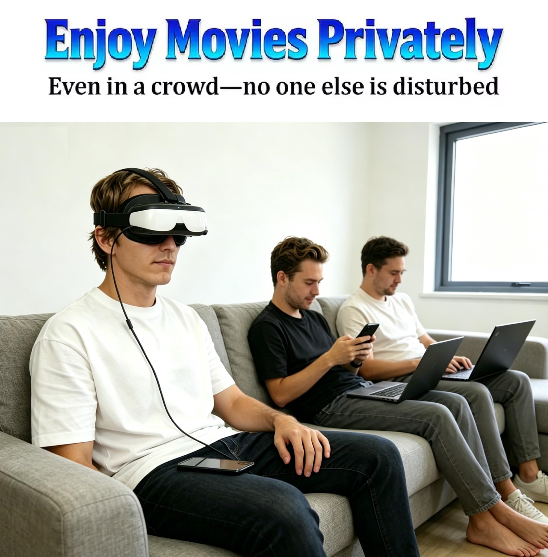 Bigeyes H3 - Cine móvil personal, entrada HDMI, batería integrada, no VR/AR, conecta a varios dispositivos multimedia