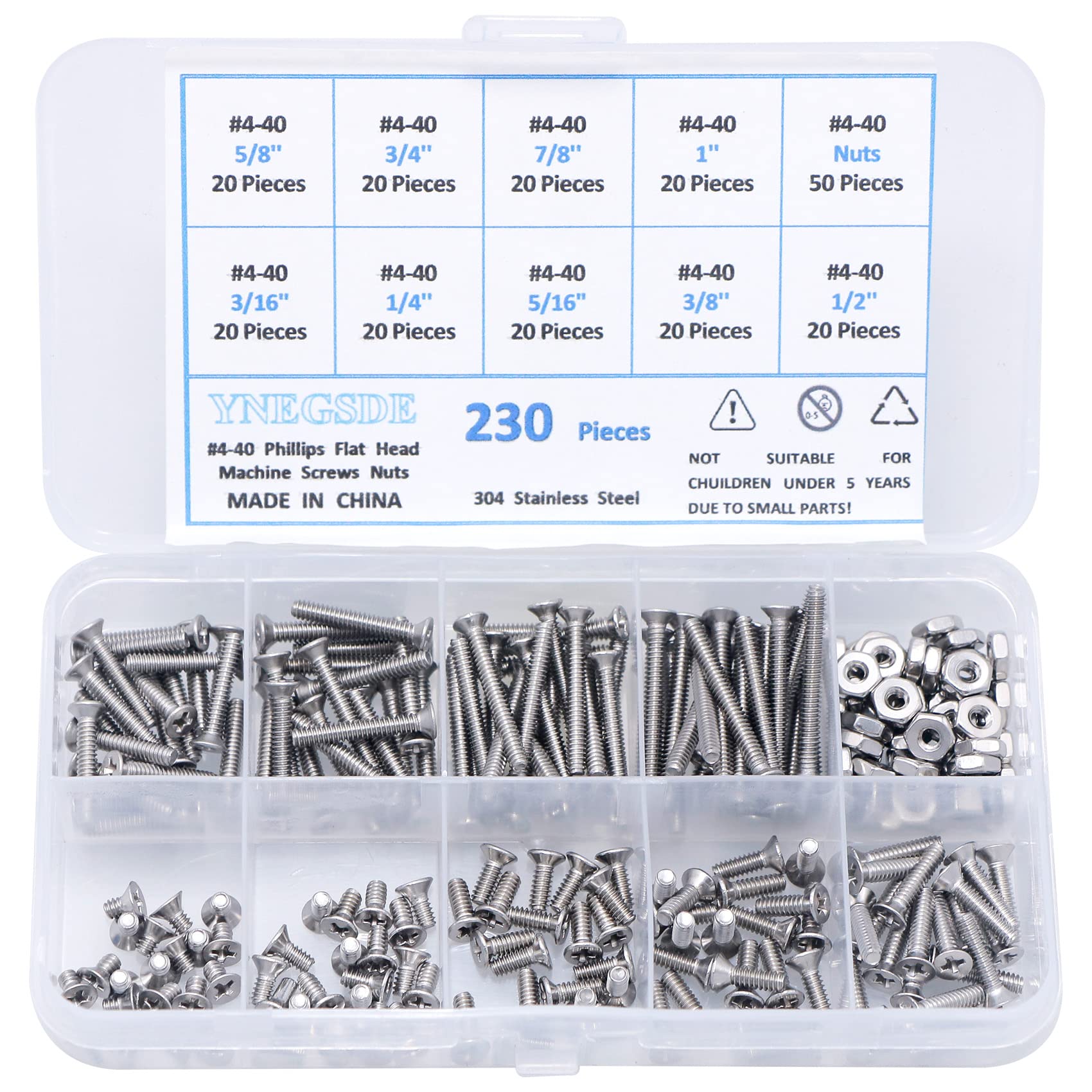 Binifimux 240pcs # 4-40 Plana Phillips Avellanados Cabeza De