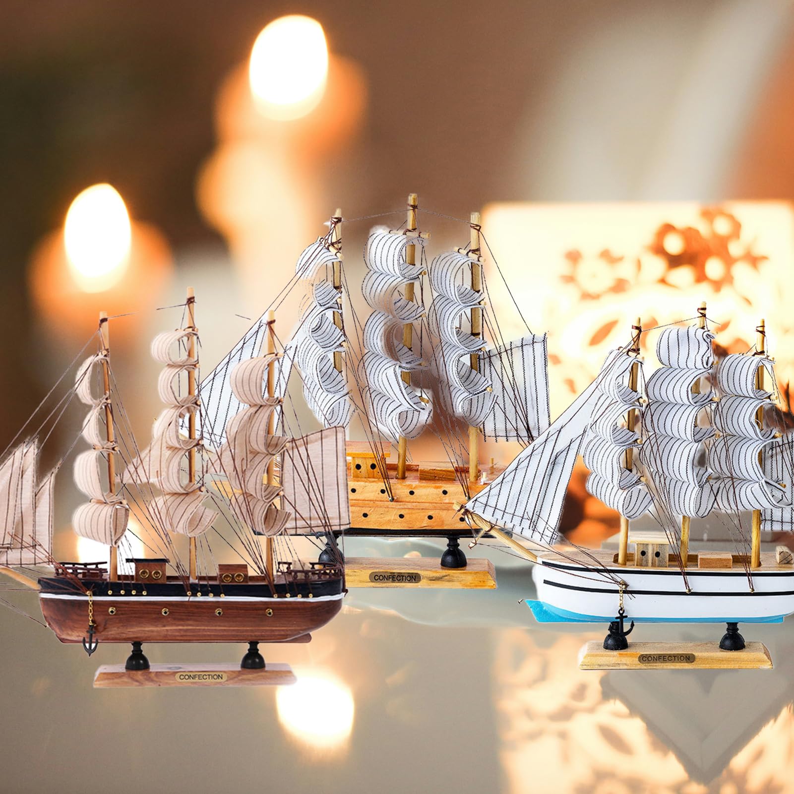 Modello di barca a vela, decorazione marittima, decorazione marittima, 34 cm, per scrivania, ufficio, soggiorno, camera da letto, ufficio (30 cm)
