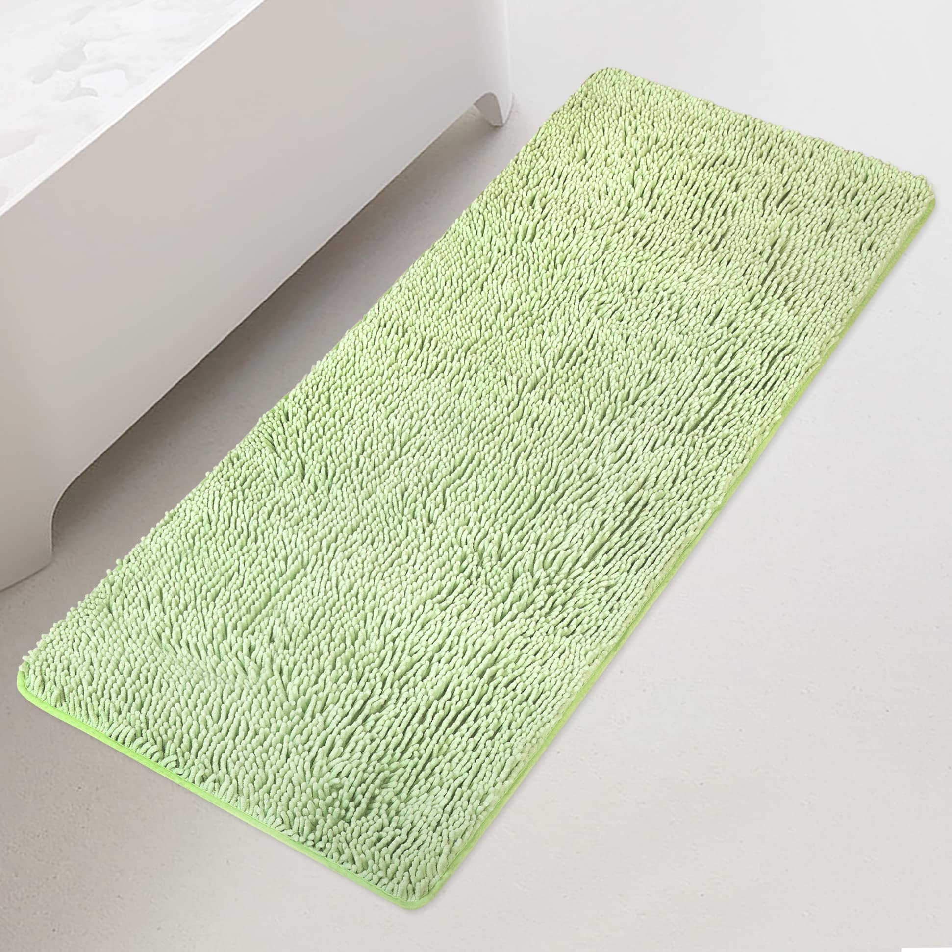 Yeaban Chenille Seafoam Green Bathroom Runner Rug 24"x60"