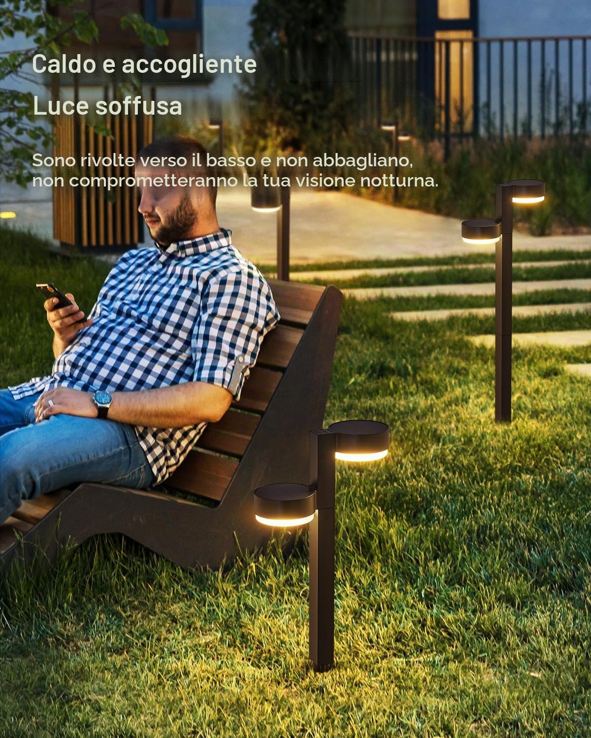 GEARLITE Outdoor Solar Lights 4 Pack, 2 in 1 Super Bright Outdoor Garden Solar Lights con 24 LED 1200mAh impermeabile luci solari da giardino, Auto On/Off Decorazione giardino per sentiero balcone