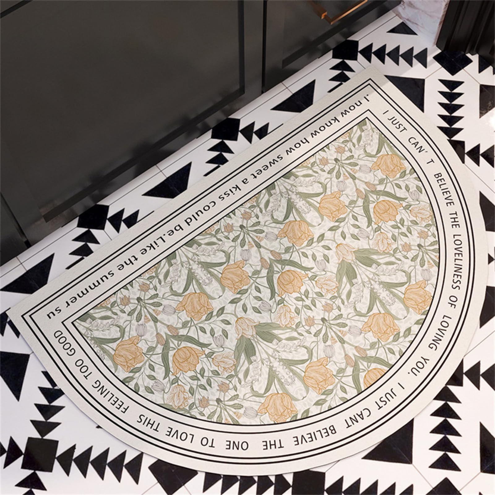 Alfombra de baño absorbente de 80x120cm lavable y antideslizante con diseño Flower para ducha