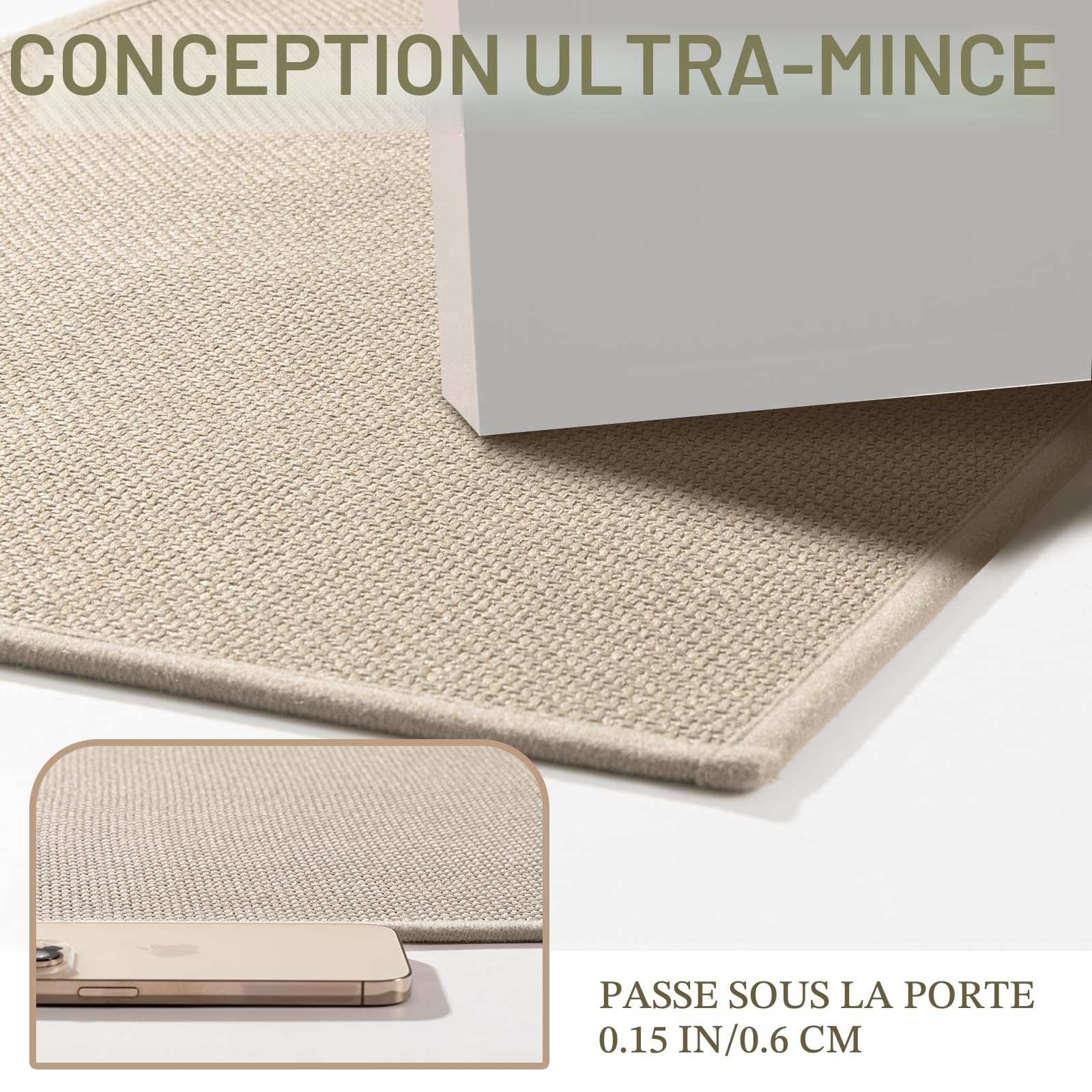 Tapis de bain antidérapant Chakme 43 x 61 cm caoutchouc lavable Beige