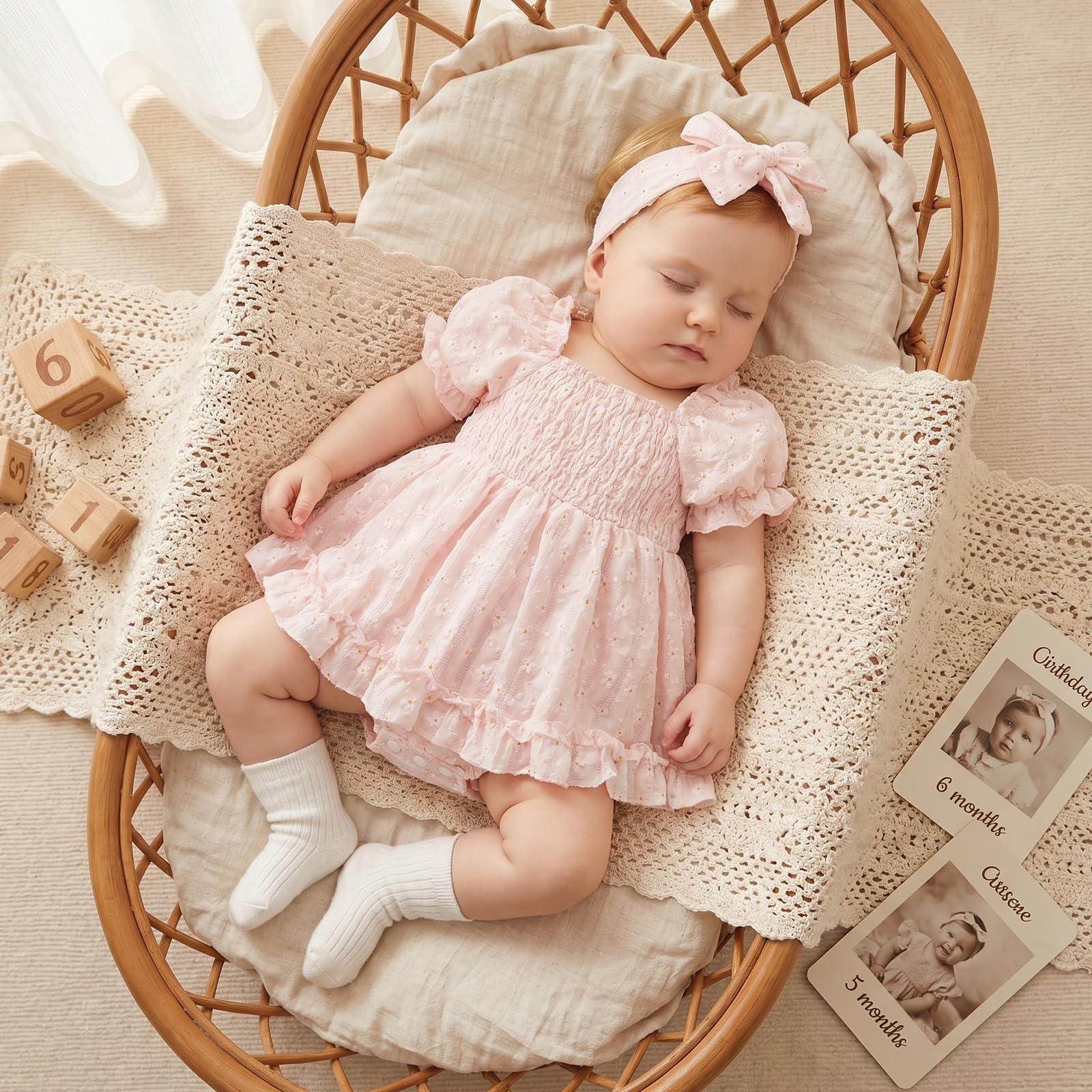 Baby Mädchen Kleidung Set Kleinkind Sommer Kleid Kurzarm Blumen Stickerei Bodysuit + Schleife Stirnband Set Niedliche Freizeitkleid Prinzessin Outfits
