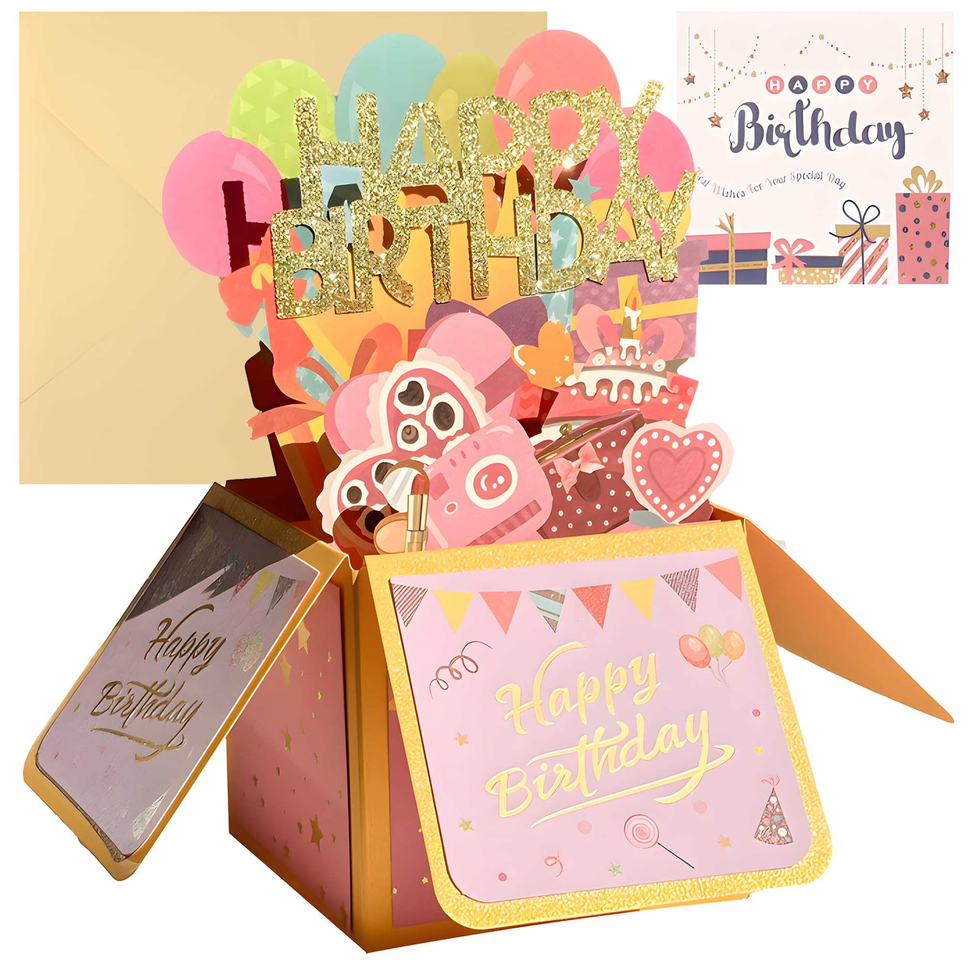 3D Pop Up Birthday Card, Durable & Creative Gift - Revealing Vibrant Balloons and Decorations & Interactive Gift for Women, Men, Teens - Perfect for Birthday Celebrations & Best Friend Surprises