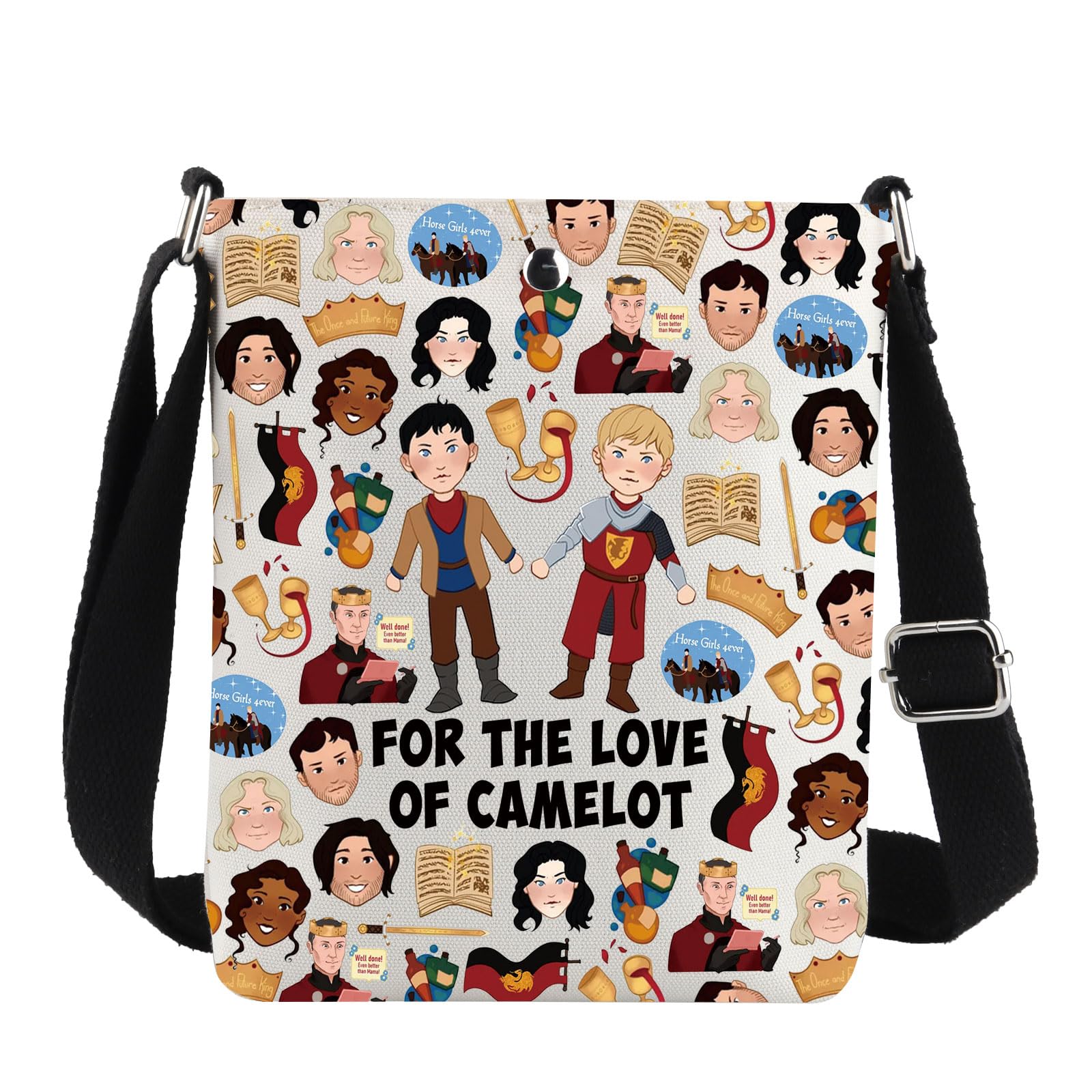 G2TUP Merlin & Arthur Crossbody Bag Merlin & Arthur Fans Gifts For The Love Of Camelot Gifts Arthurian Romance Shoulder Bag