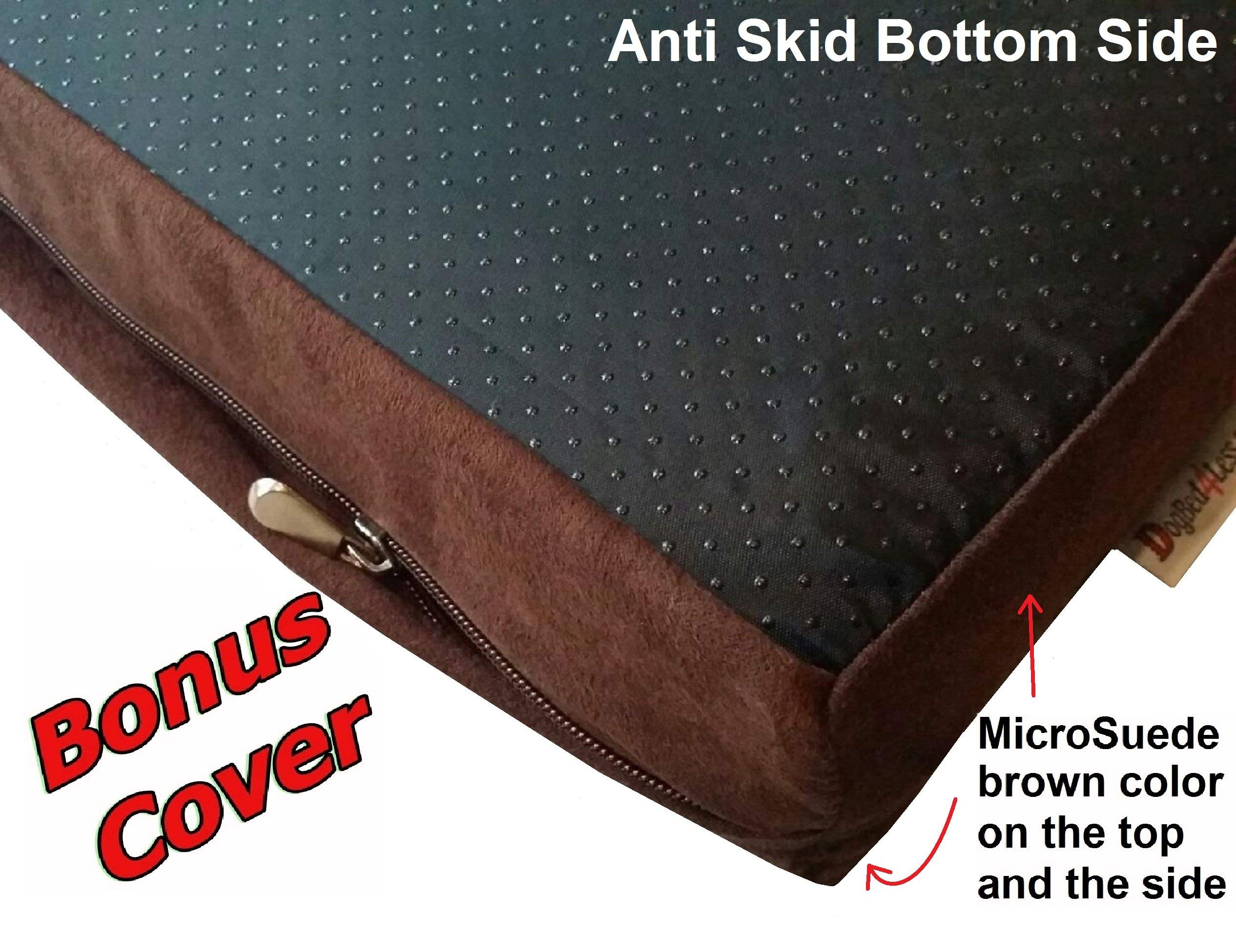 Dogbed4less Cama ortopédica de espuma viscoelástica para perro con funda de gamuza caqui, forro impermeable y funda de cama extra para mascotas, se adapta a cajas grandes de 42 x 28 pulgadas
