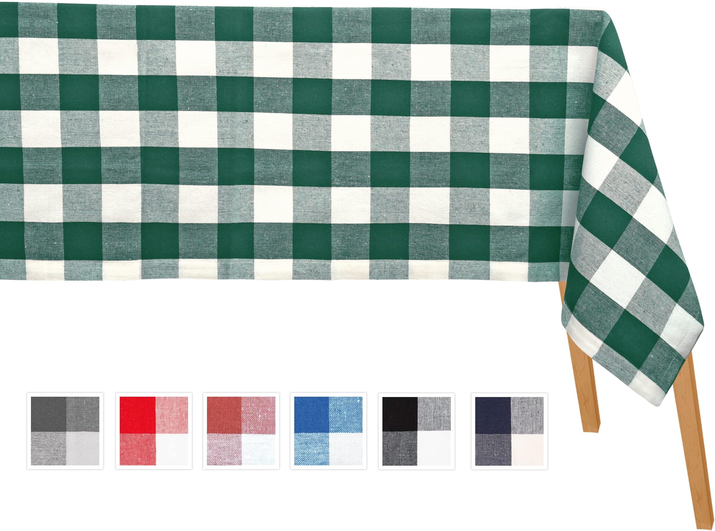 Green Tartan Tablecloth, Rectangle Table Cloths, Farmhouse, Buffalo Plaid Tablecloth, 100% Cotton for Rectangular Table, Checkered Table Cloth, Cotton Table Cover 63x109 Green & White