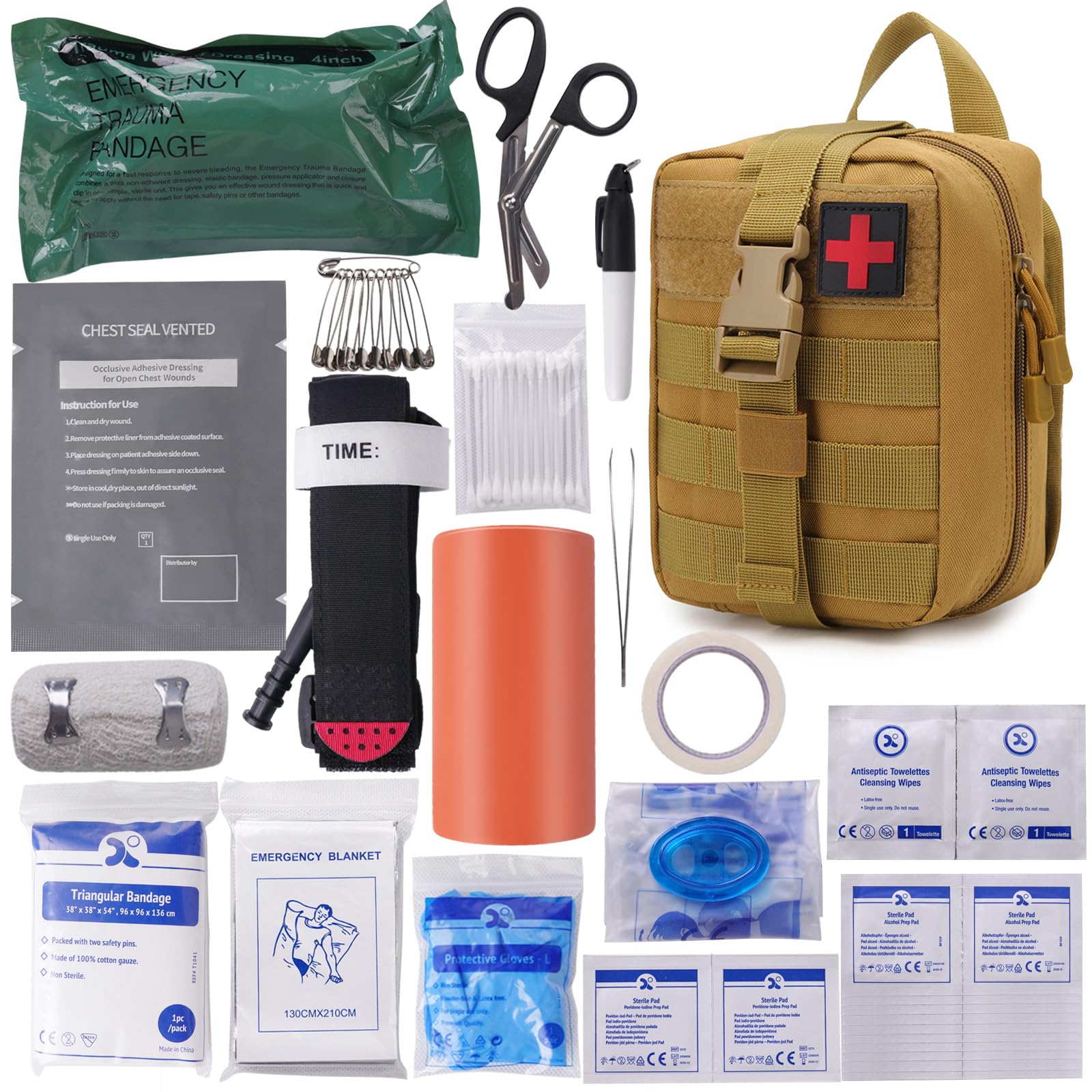 Tactical First Aid Kit With Tourniquet With MOLLE Pouch - Emergency ...