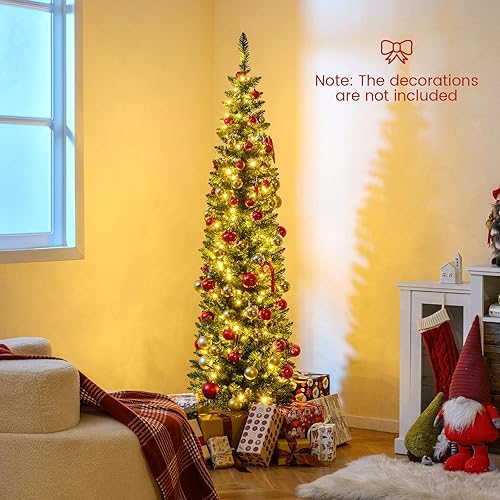 Miniatura 70 de Goplus - Árbol de Navidad artificial cónico de 6 pies, 340 puntas de rama, agujas de cloruro de polivinilo premium, delgado con soporte de metal