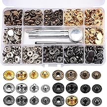 Snap Fastener Kit, 120 Sets Snap Buttons and 4 Pcs Snap Button Kit Fixing Tools, Snaps Button Press Studs Kit for Clothing, Sewing, Jeans, Leather, Canvas, Craft, DIY (6 Colors)