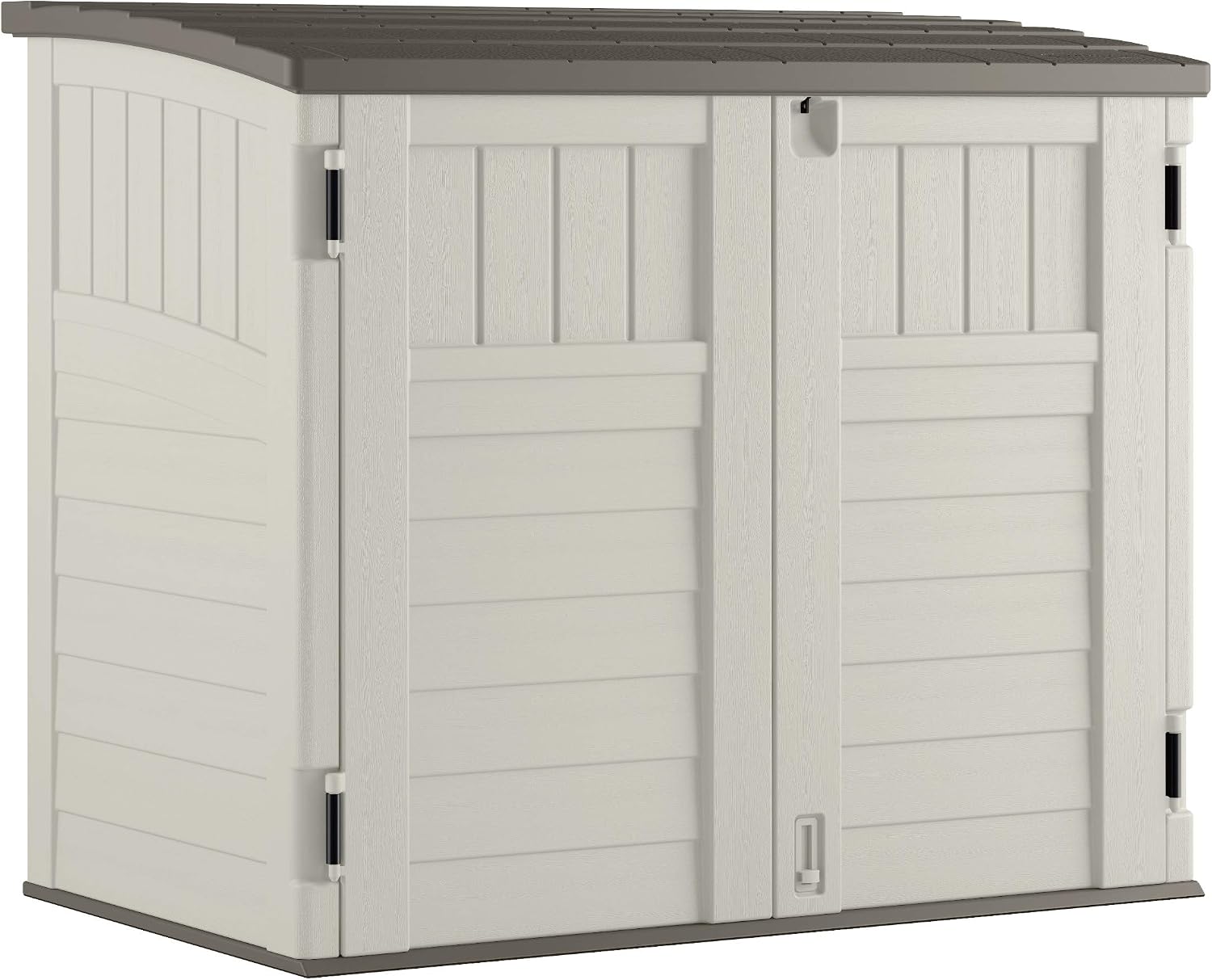 Suncast Horizontal Outdoor Storage Shed for Backyards and Patios 34 Cubic Feet Capacity for Garbage Cans, Tools and Garden Accessories, No Size, Vanilla