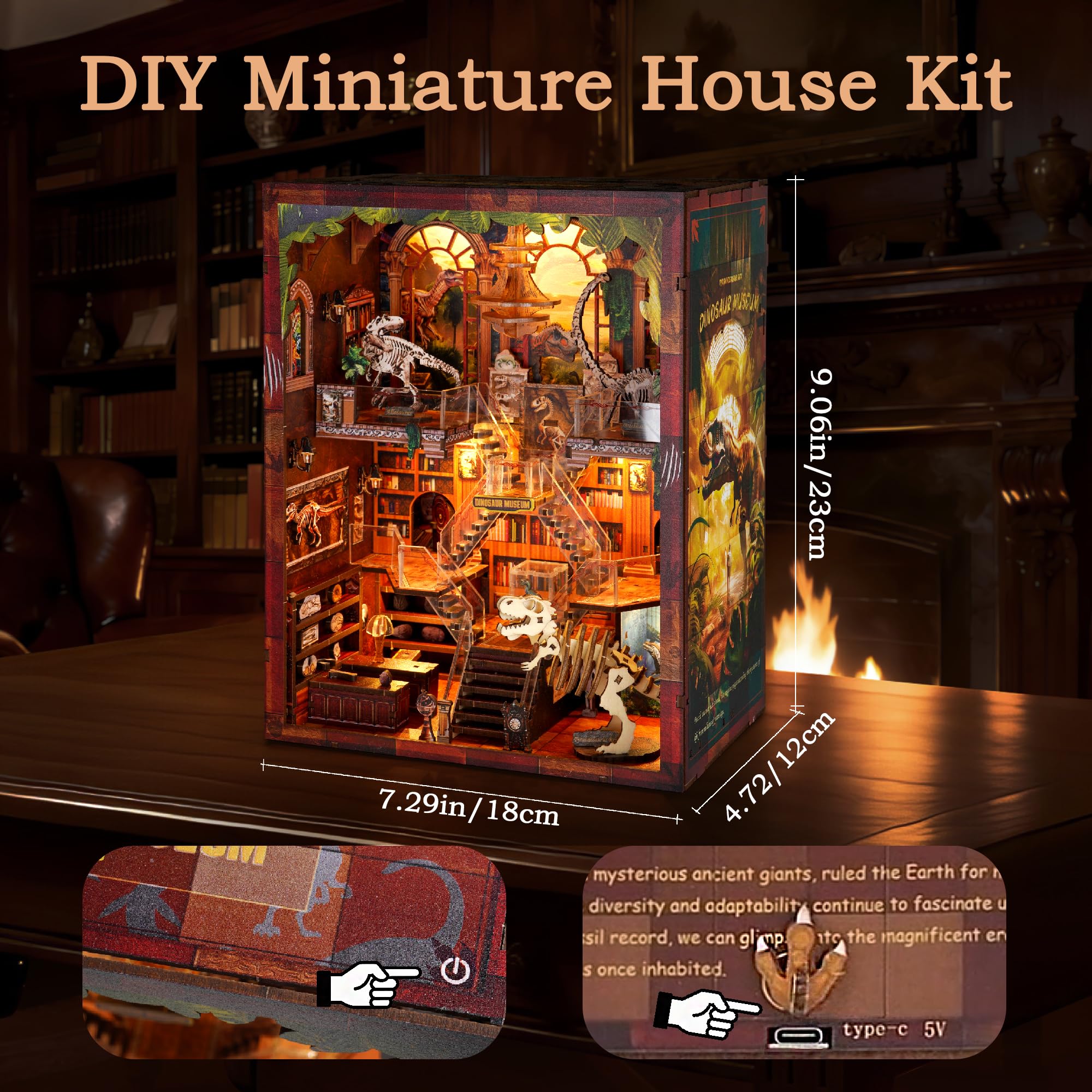 NookMaster Kit Book Nook avec lumière LED Maison de poupée miniature DIY
