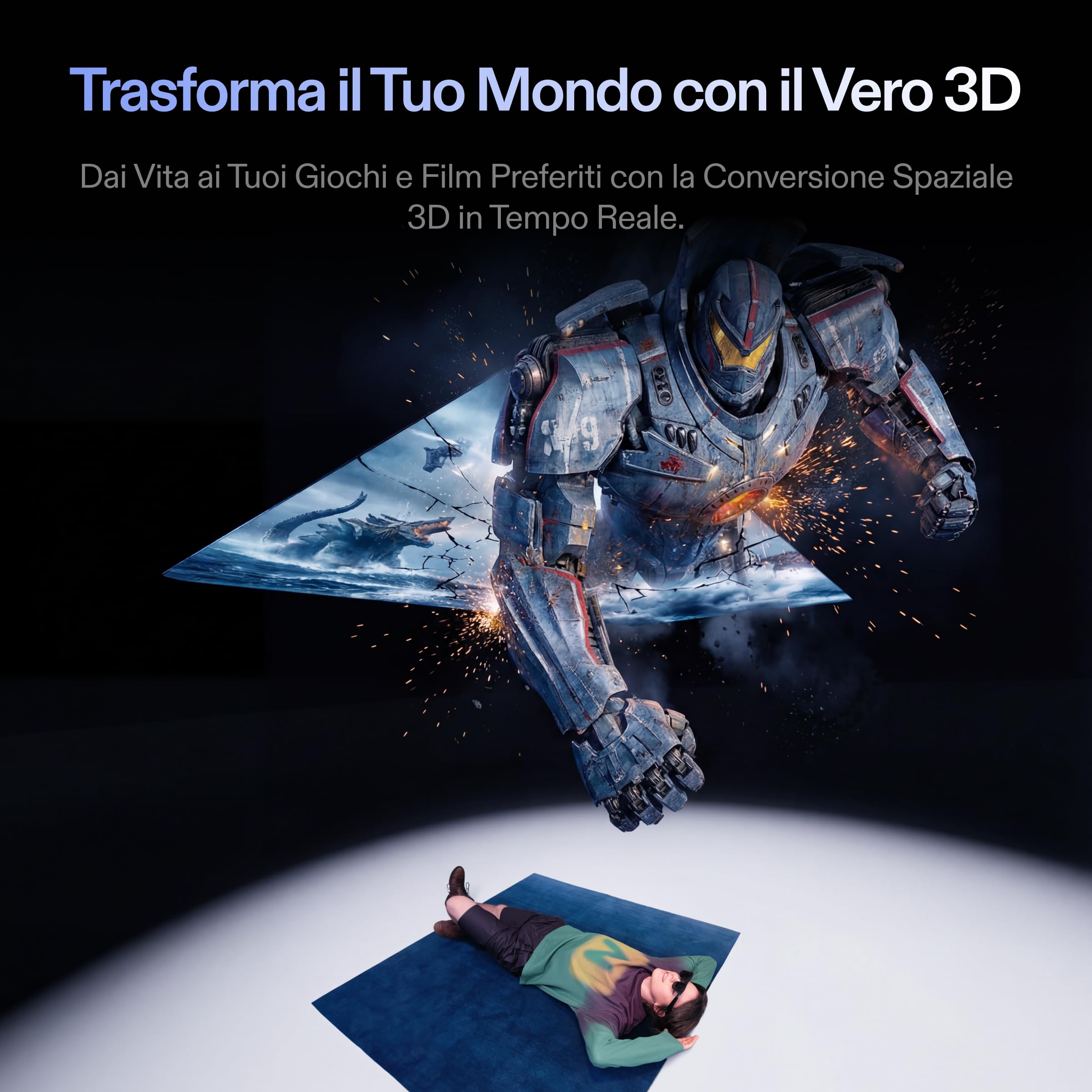 XREAL 1S Occhiali AR, Schermo Virtuale da 500", Occhiali Intelligenti con FOV 52°, 3DoF Nativo, REAL 3D, Chip X1, Compatibili con Tutti i Dispositivi USB-C DP iPhone 17/16/15 Cobalt