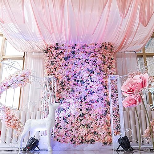 Vista 11 de NUPTIO Flower Wall Panel for Backdrop: 12 Pcs 24 X 16 White & Pink Faux Roses Artificial Flower Backdrop for Wedding Party Bridal Baby Shower Decor