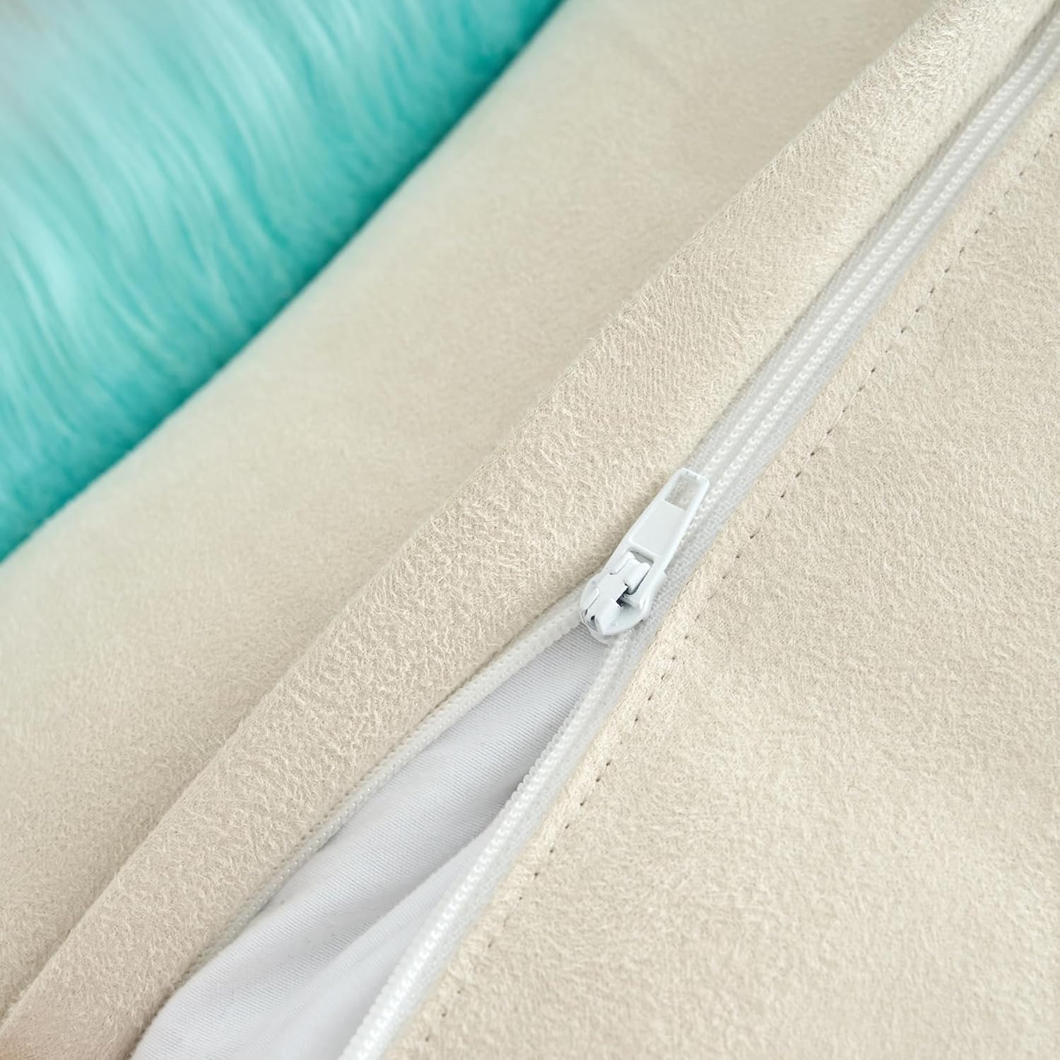 LIGICKY Long Lumbar Pillow Cover 14x36inch Pack of 1 Decorative Teal Soft Faux Fur Throw Pillow Cover Fluffy Rectangle Plush Pillow Case Cushion Cover for Couch Sofa Bed(Cover Only, No Inset)