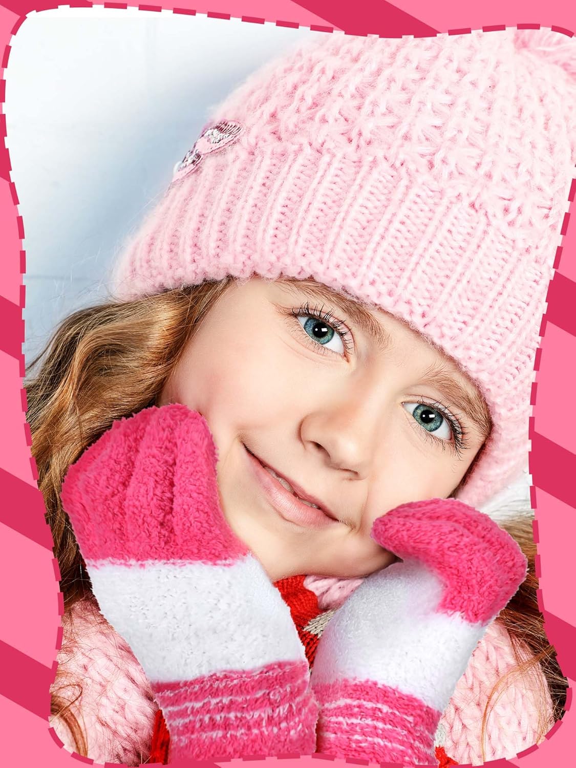 Syhood 5 Pairs Winter Toddler Gloves for Kids Fluffy Knitted Gloves Full Finger Warm Mittens for Little Girls Boys 1-8 Years - Image 2