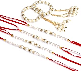 Sanvatsar Beautiful Combo Of 4 Motiladi Rakhi & Kada For Brother|For Bhaiya|For Bhaiya & Bhabhi For Unisex Adult Price In India