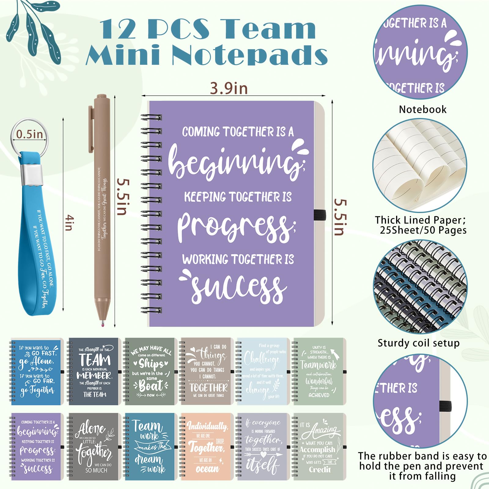 Skylety Set da 12/48 pezzi di apprezzamento della squadra, regalo di apprezzamento per i dipendenti, 473,6 ml, tazze da caffè con taccuino della squadra, penna portachiavi per personale e insegnante
