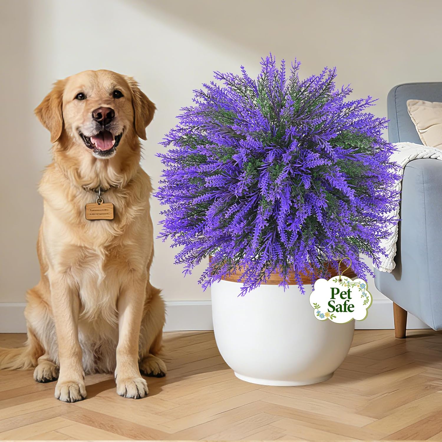 Dolicer 2 Sets Artificial Topiary Ball Trees for Outdoor, 22Inches Lavender Fake Bushes Plants with Ground Spike, Large UV Resistant Artificial Shrubs for Garden Front Yard Porch Patio Home Decor - Image 5