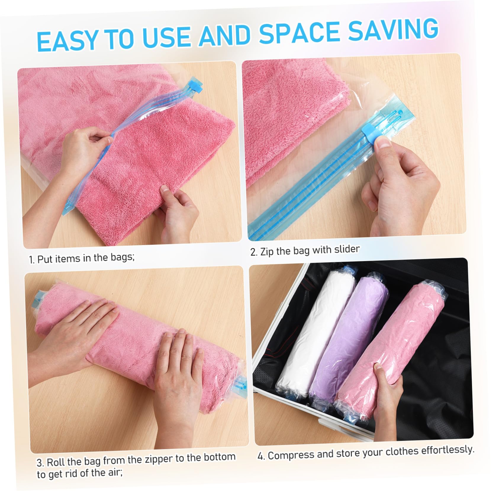 Mipcase 12 pezzi Borse da Viaggio Compressibili Buste Sottovuoto per Abbigliamento per Risparmiare Valigia Accessori da Viaggio Pratici e Riutilizzabili per Ogni Occasione