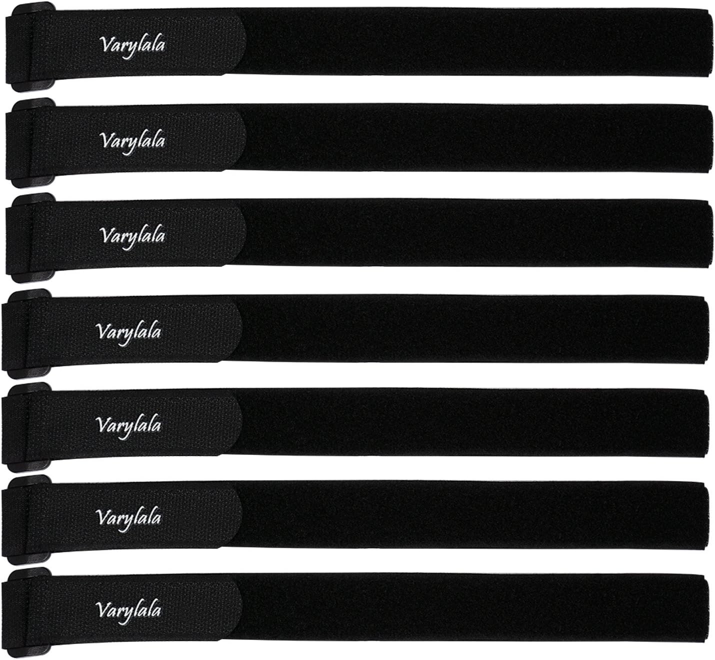 Varylala 7 Black Hook and Loop Securing Straps Tie Downs Fastening Straps (1''x24'') – (7)
