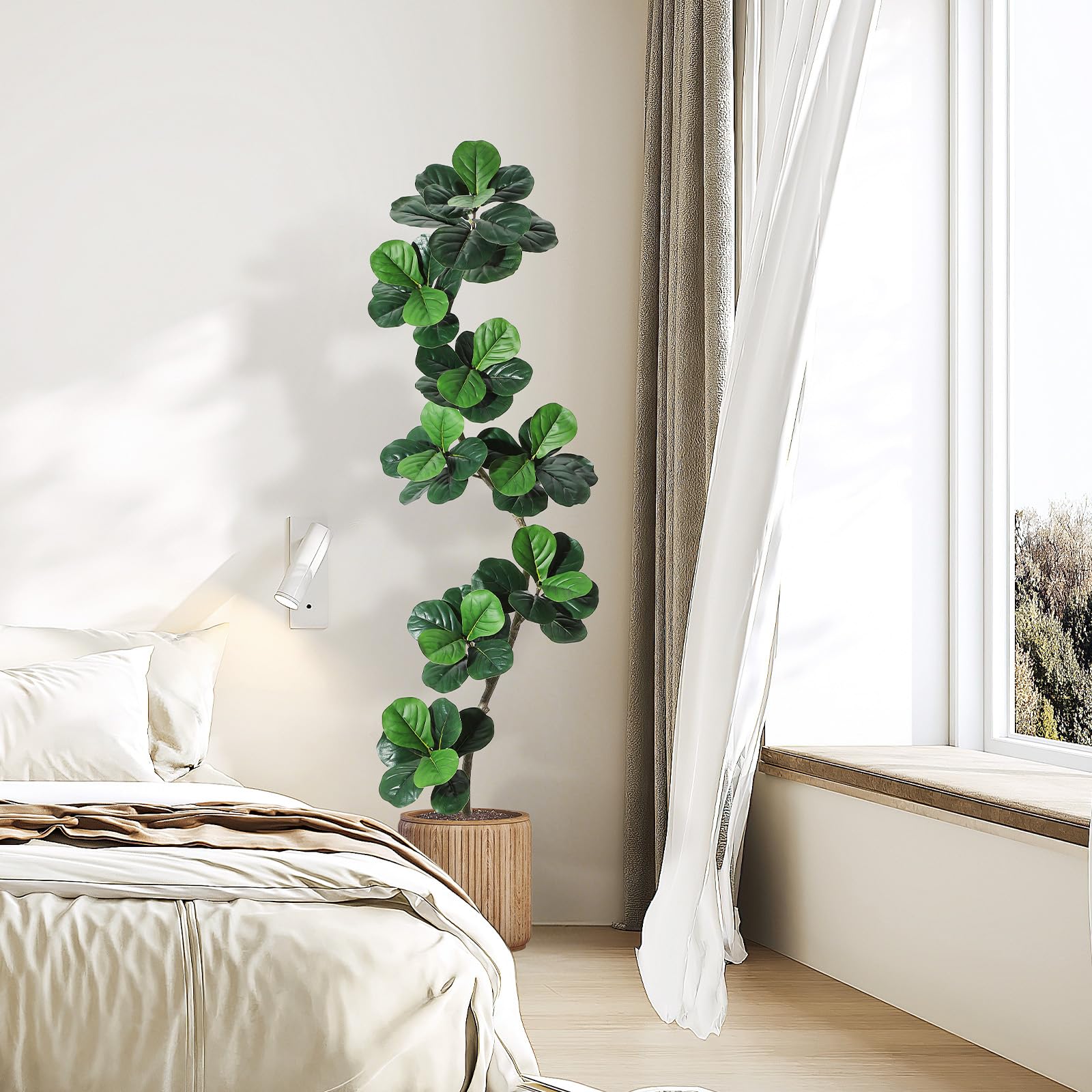 Garvee 210cm Künstliche Pflanzen Fake Pflanzen Künstlicher Fiddle Feigenbaum Mit Weiß Harz Topf Kunstbaum Groß Plastikpflanzen Kunstpflanzen für Drinnen Und DraußEn Zimmer Schlafzimmer Home