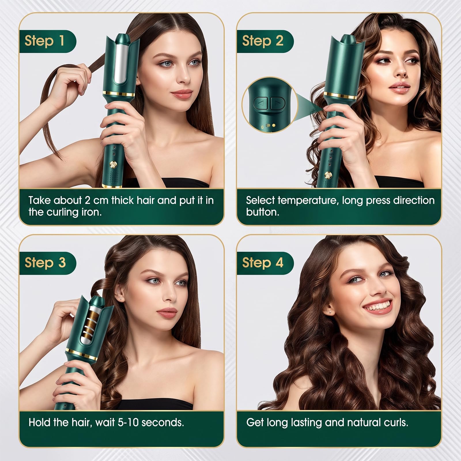 Rizador de Pelo Automático, Rizador Pelo Ondas 28mm, Rizador Automático | Unipampa 3 Niveles de Temperatura Ajustables (160-220°C), Calentamiento Rápido, Anti-escaldado, revestimiento de cerámica