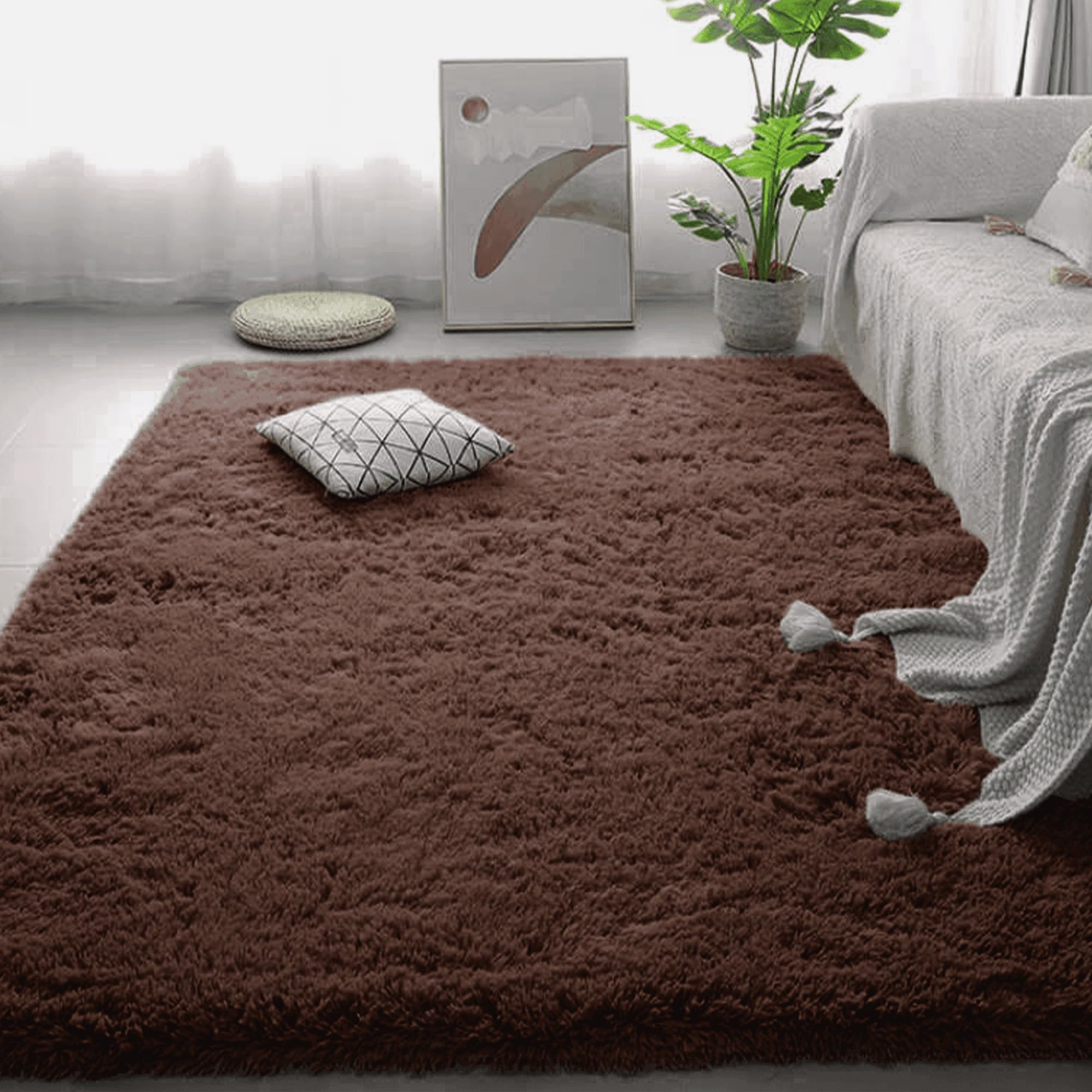 Tapis décoration chambre enfant et salon chaleureux en fausse fourrure