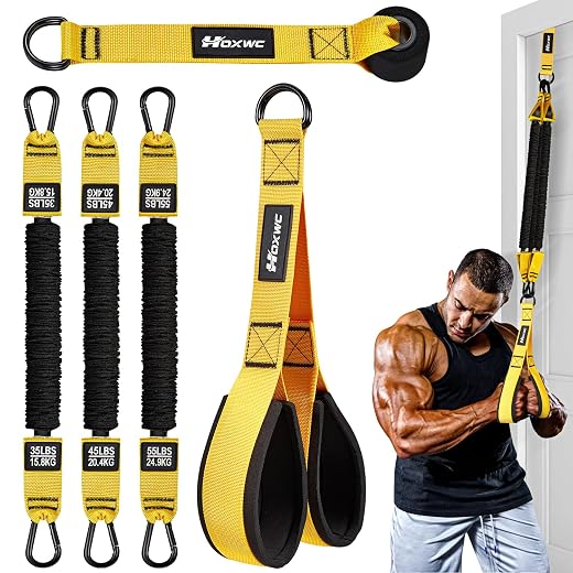 Home Gym Equipment Resistance Bands, Workout Bands with Handles, Door Anchor, Tricep Rope Cable Attachment for Push Downs, Facepulls, Biceps Curl, Sculpt Your Triceps, LAT, Arms, Back, Abs, Shoulder