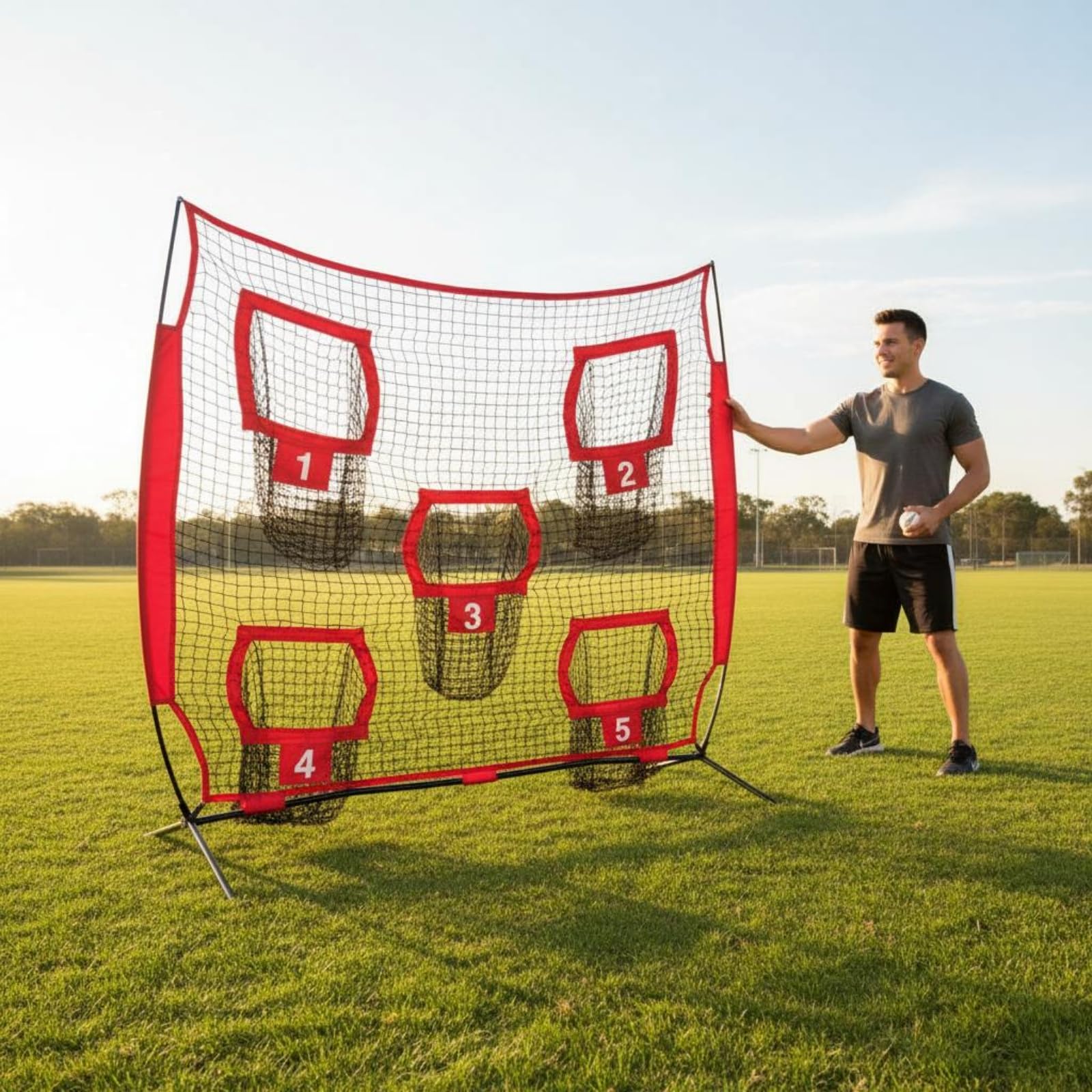 Rete Bersaglio Rete con 5 Target Bersagli Accessorio Allenamento Alta Durata Attrezzatura Sportiva per Campo