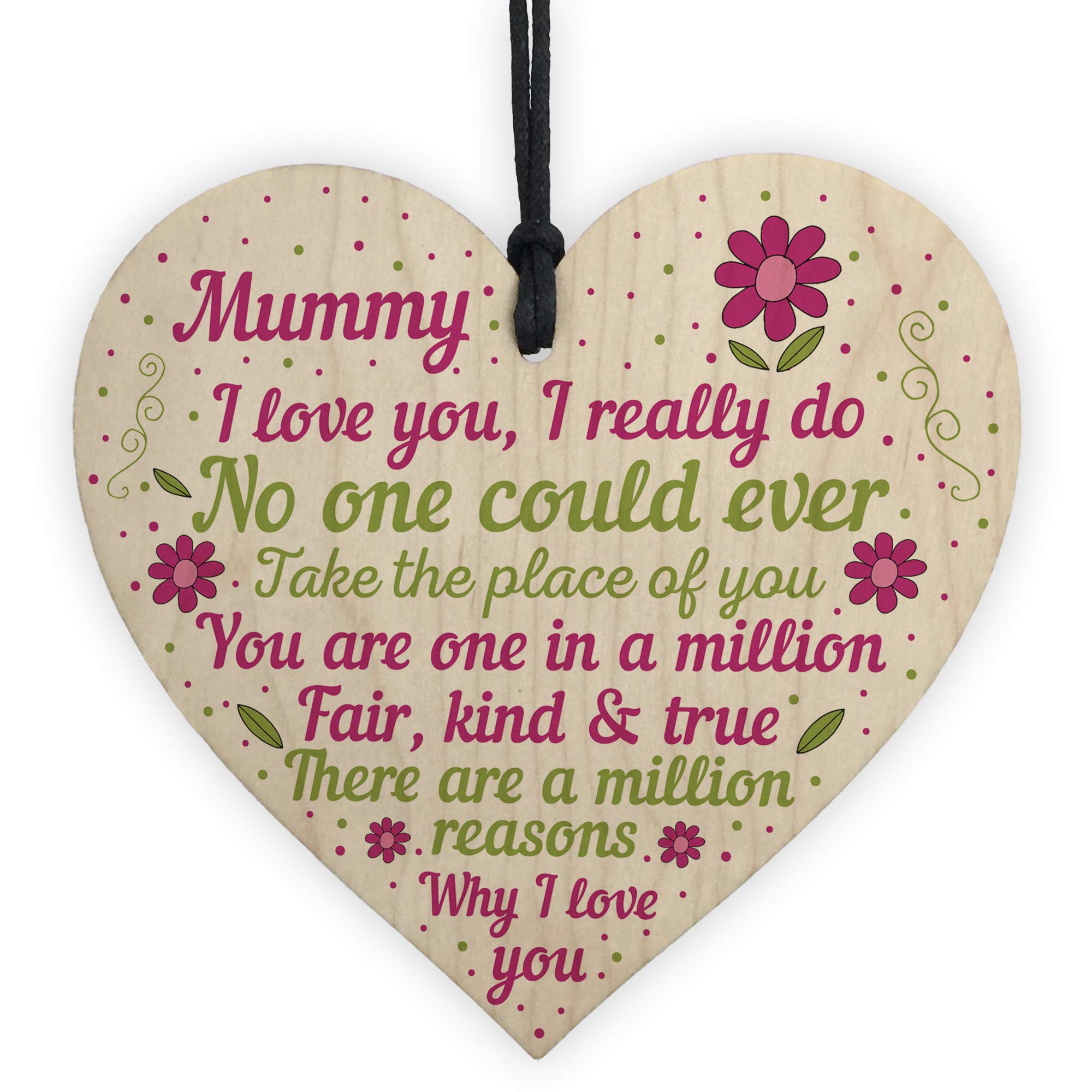 Red Ocean Thank You Gift For Mummy Wooden Heart Mum Birthday Gift From Daughter Son Keepsake