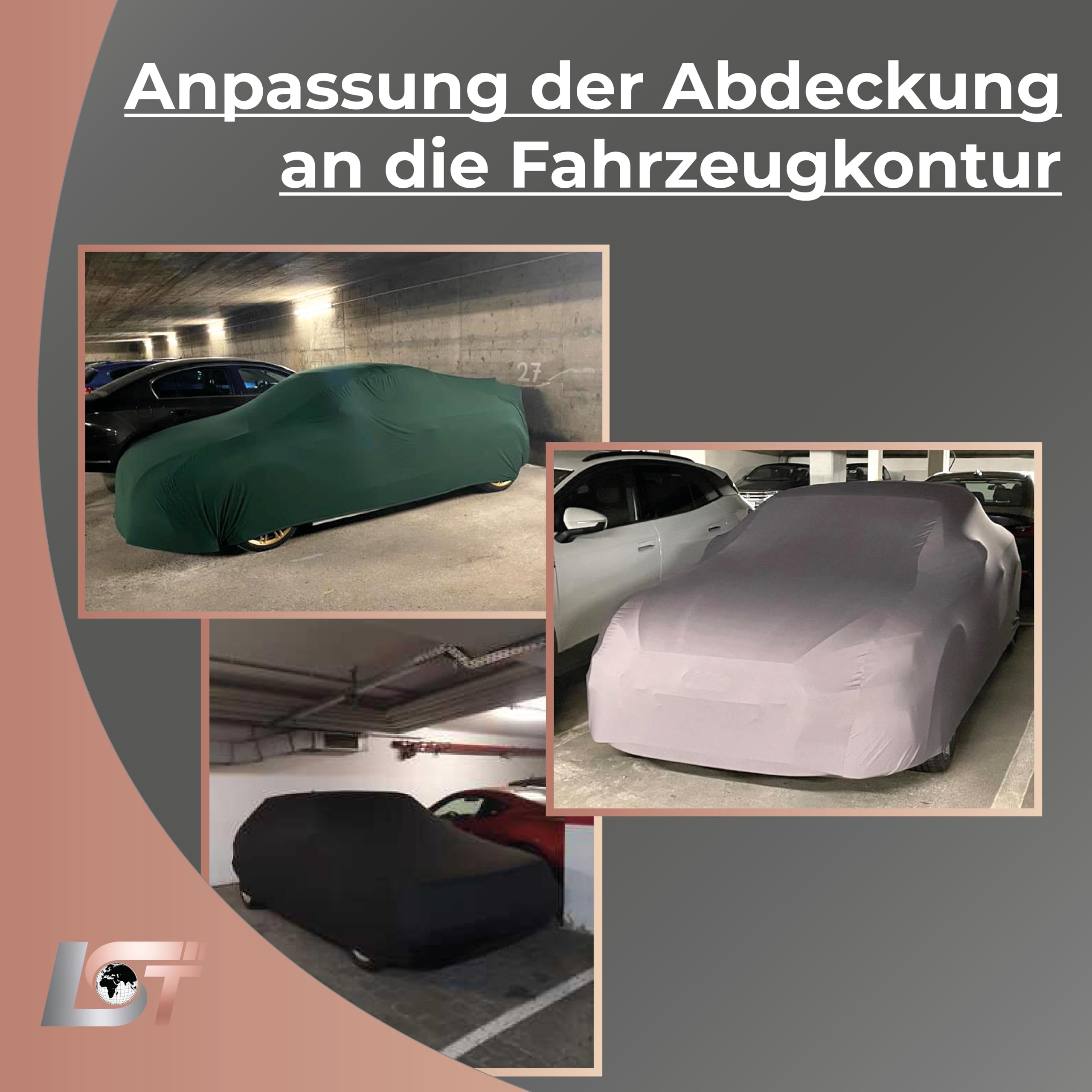 LST Autoabdeckung Indoor – lackschonende und Dehnbare Autogarage. Car Cover Innenbereich für Autohäuser und Endverbraucher. Auto Abdeckplane schützt vor Sonne, Staub. (Rot, S (380x125x120cm))