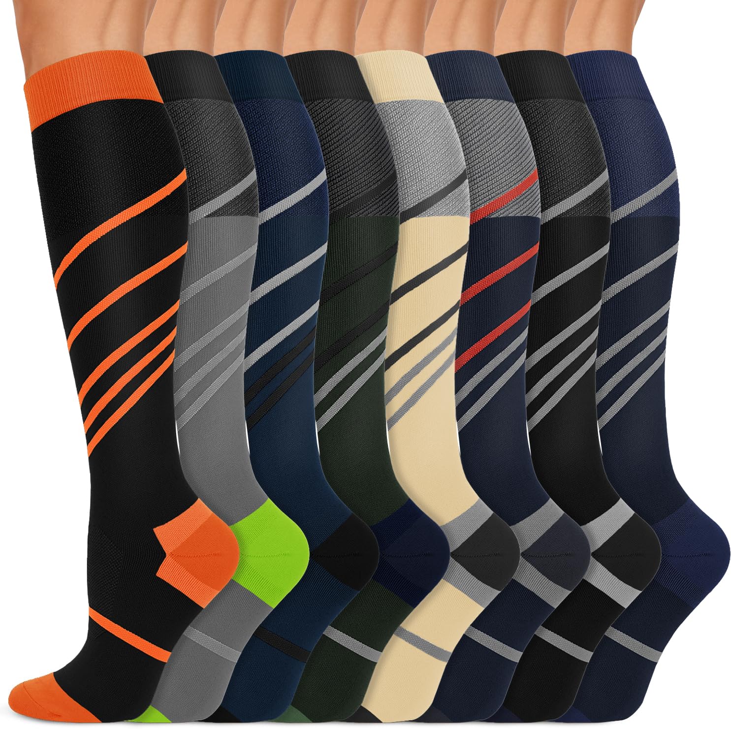 Photo 1 of Iseasoo Copper Compression Socks 15-20 mmHg for Men & Women 8 Pairs – Circulation Support for Nurses, Travel, Running, Hiking, Soccer?S/M?