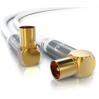 CSL - 3m Antennenkabel 8k 4k HDTV 135Db 75 Ohm 90  gewinkelt Premium FullHD 4K UHD Stecker 90  > Kupplung 90  DVB-T DVB-T2 DVB-C DVB-S DVB-S2 DAB