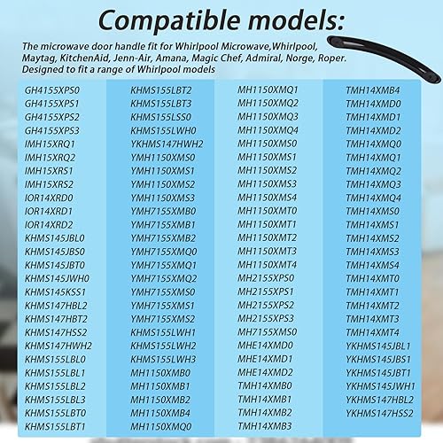 Miniatura 2 de 8169738 - Mango de microondas compatible con microondas Whirl-Pool, reemplaza a los números 8169738, 8169513, 830067, AH390101, EA390101, PS390101,