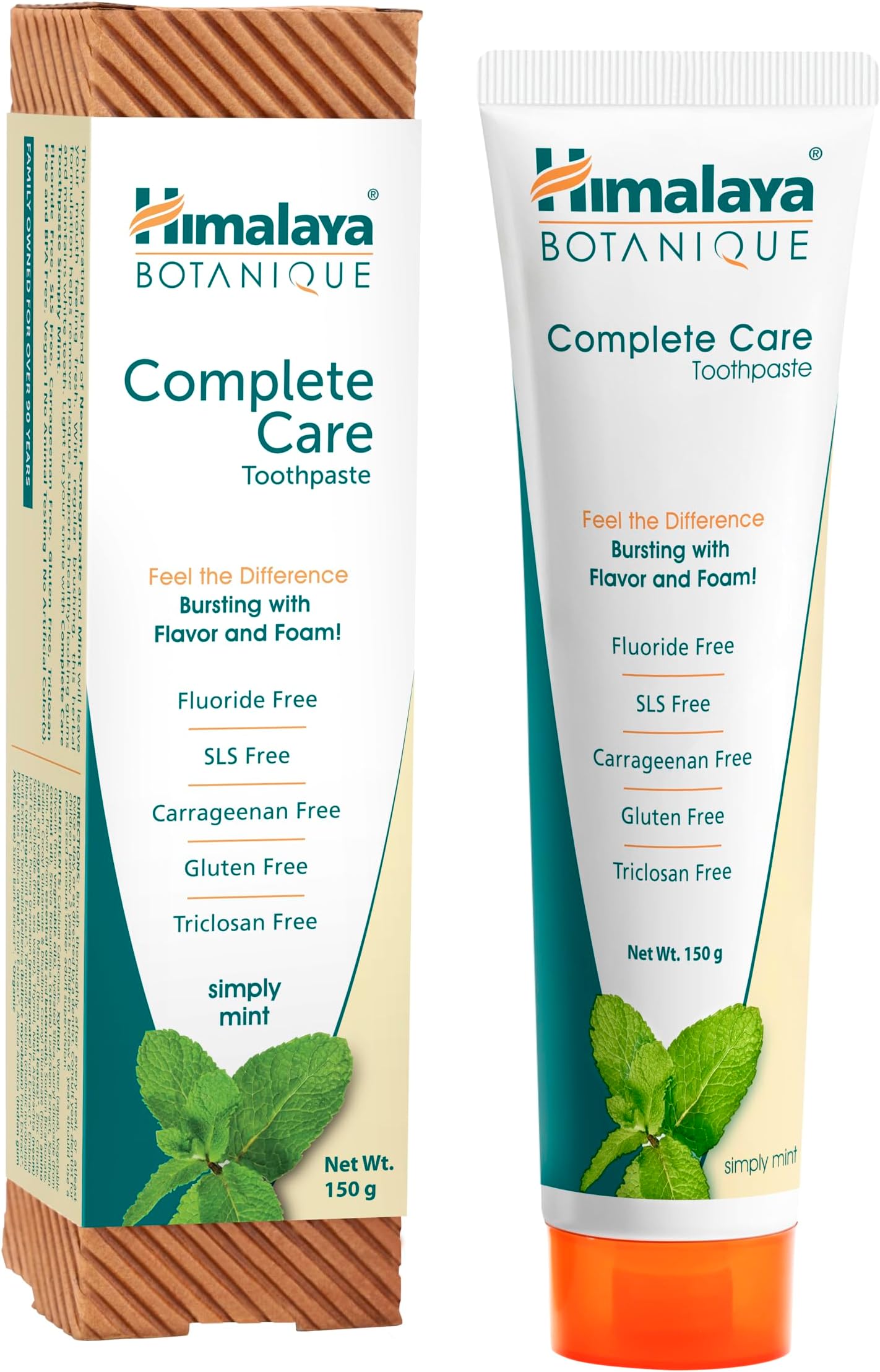 Botanique Complete Care Toothpaste - Simply Mint | Free from Fluoride & SLS | For Fresh Breath and Clean Mouth | 150g