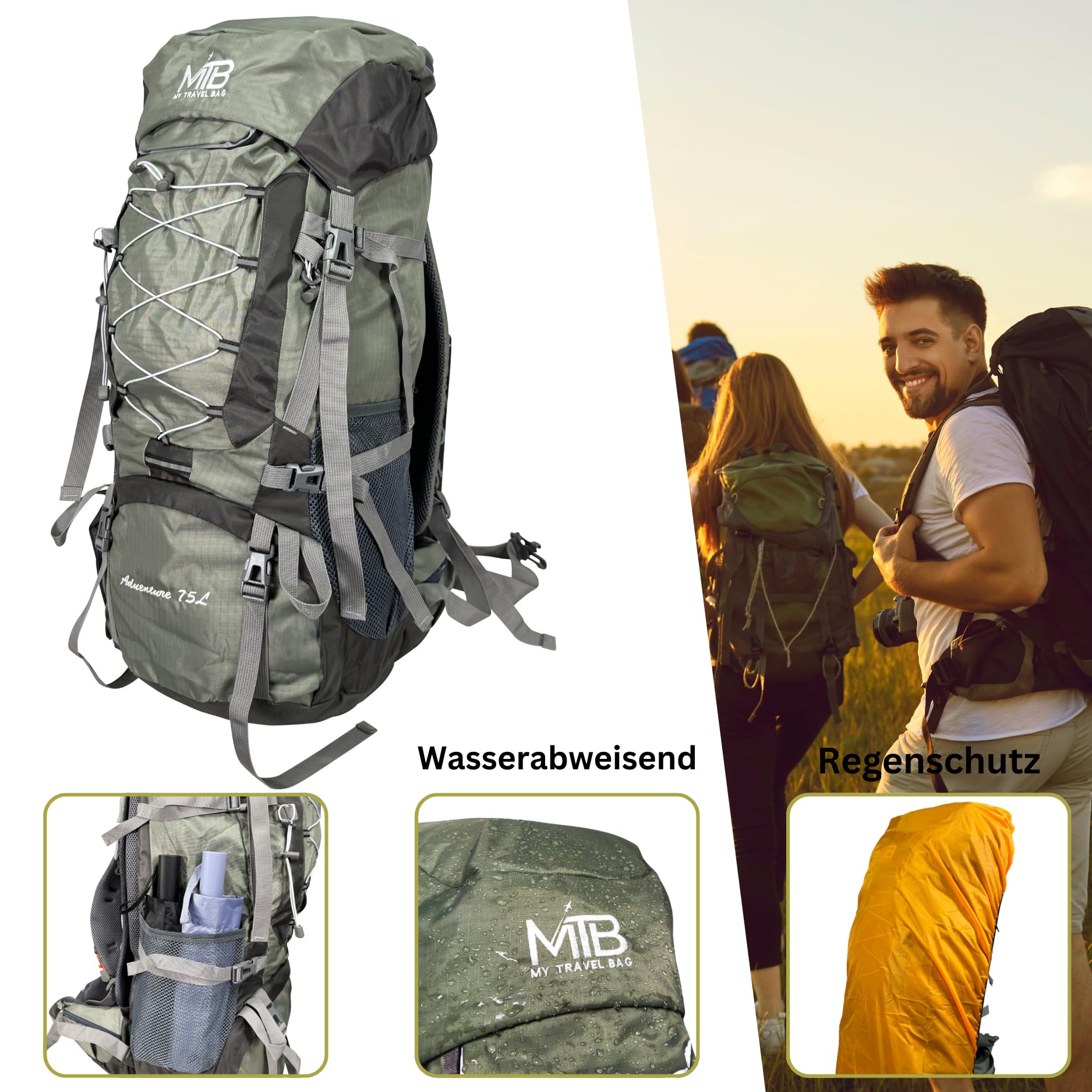 Wander Rucksack Wasserabweisend Tracking Tasche Reisetasche Camping Sport Outdoor Reisetasche Trackingrucksack Wanderrucksack Regenschutz